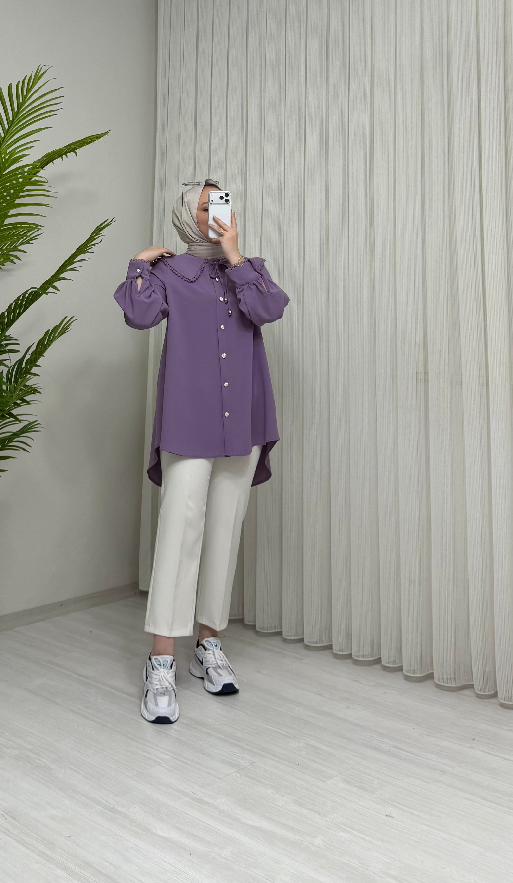 Tek Yaka Tunik Lila