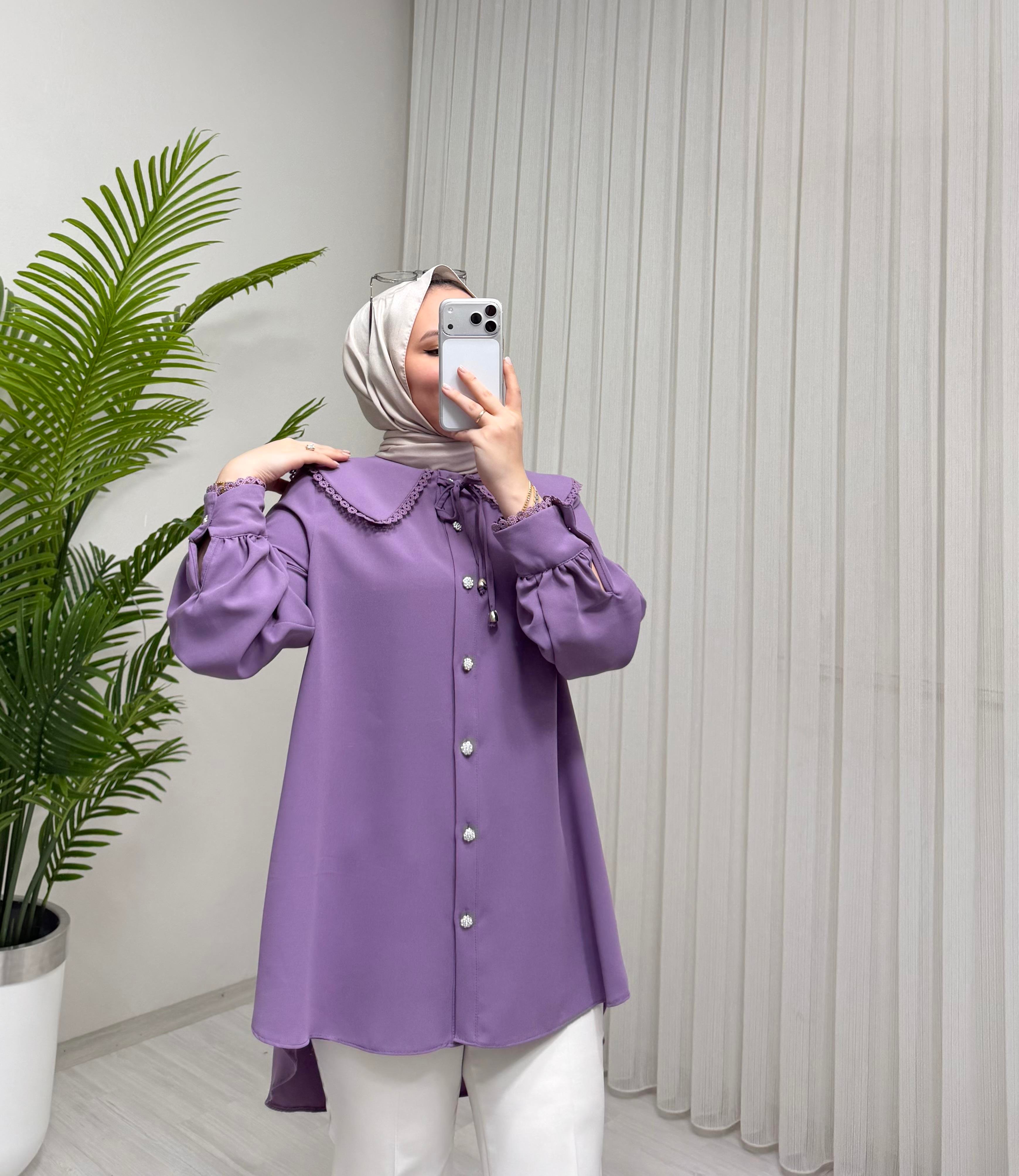 Tek Yaka Tunik Lila