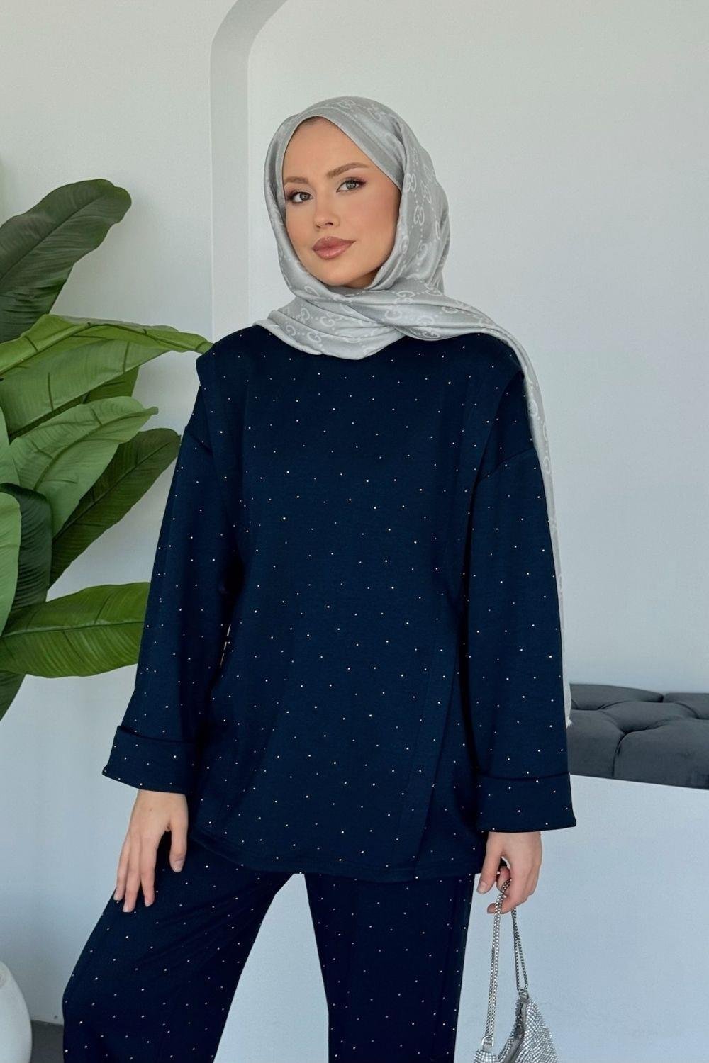 Ürdün Taşlı Takım Lacivert