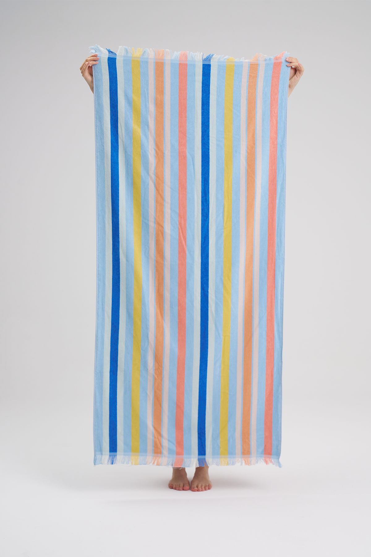 100% Pamuk Ocean Breeze Renkli Cizgili Plaj Havlusu - Havuz Havlusu - Beach Towel - 80x160cm