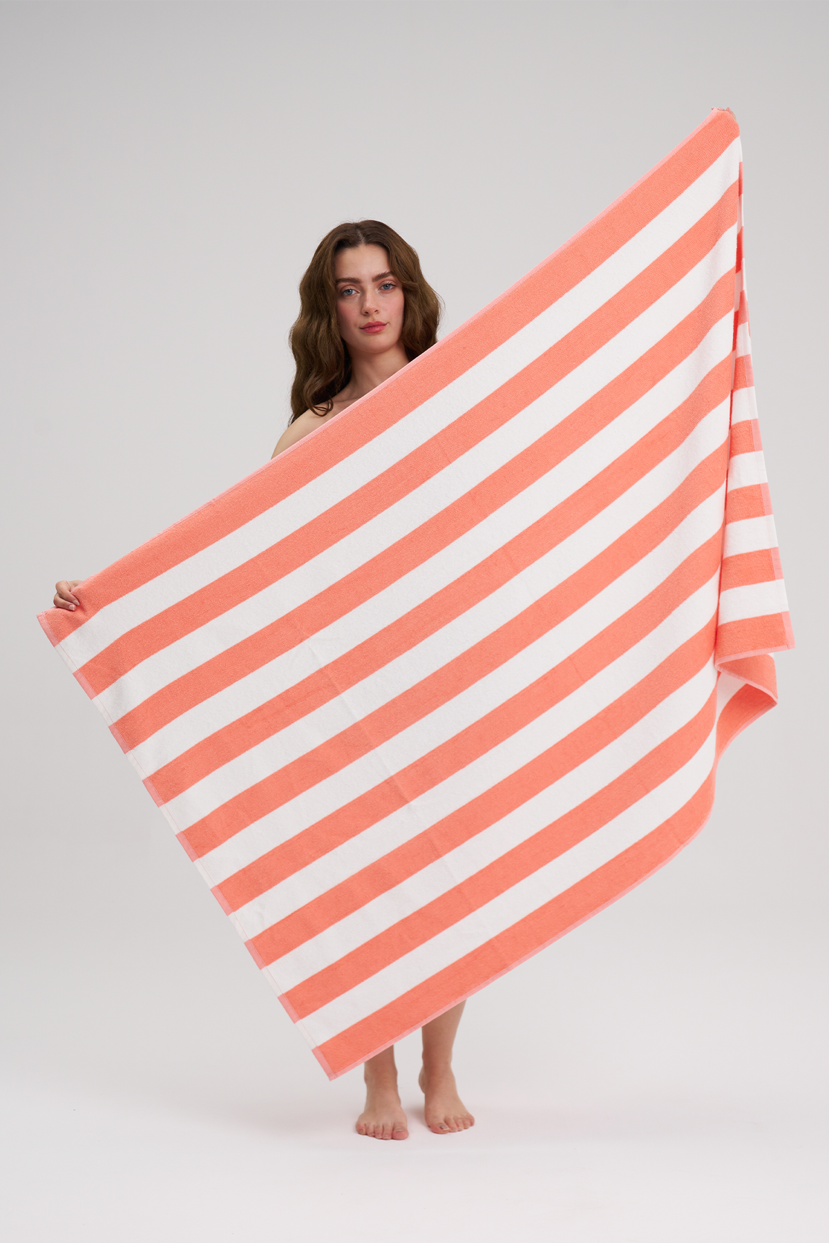 100% Pamuk Sunset Glow Cizgili Plaj Havlusu - Havuz Havlusu - Beach Towel - 95x145cm