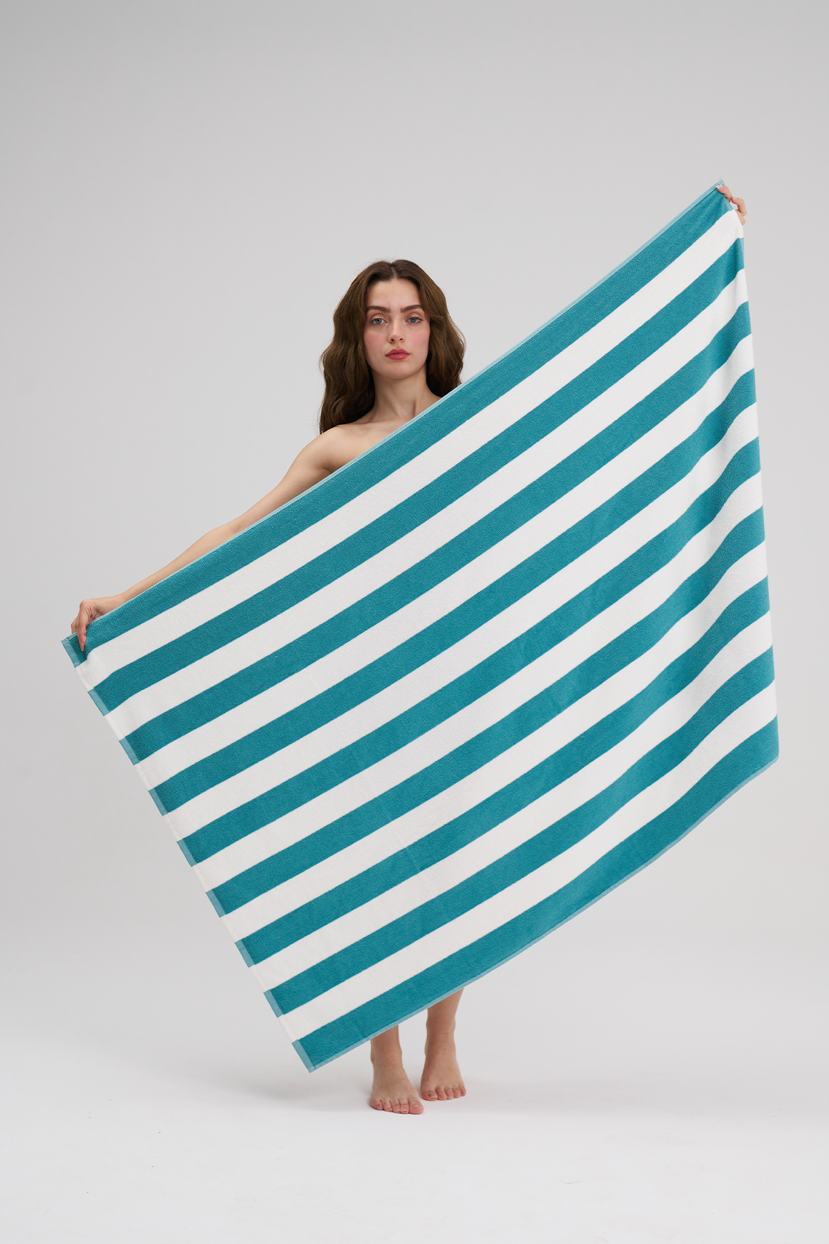 100% Pamuk Sunset Glow Cizgili Plaj Havlusu - Havuz Havlusu - Beach Towel - 95x145cm