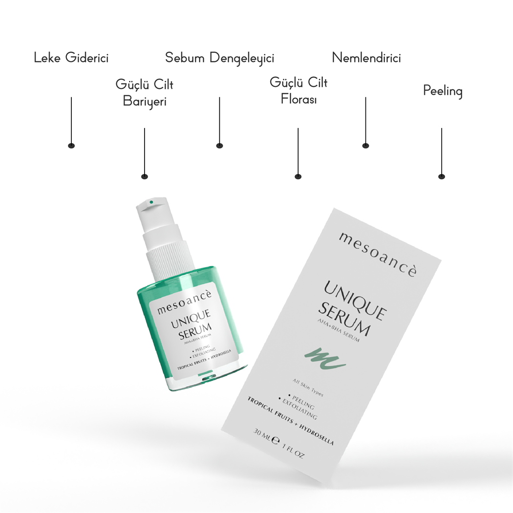 Unique Akne Karşıtı AHA Ve BHA İçerikli Yenileyici Arındırıcı Serum 30ML