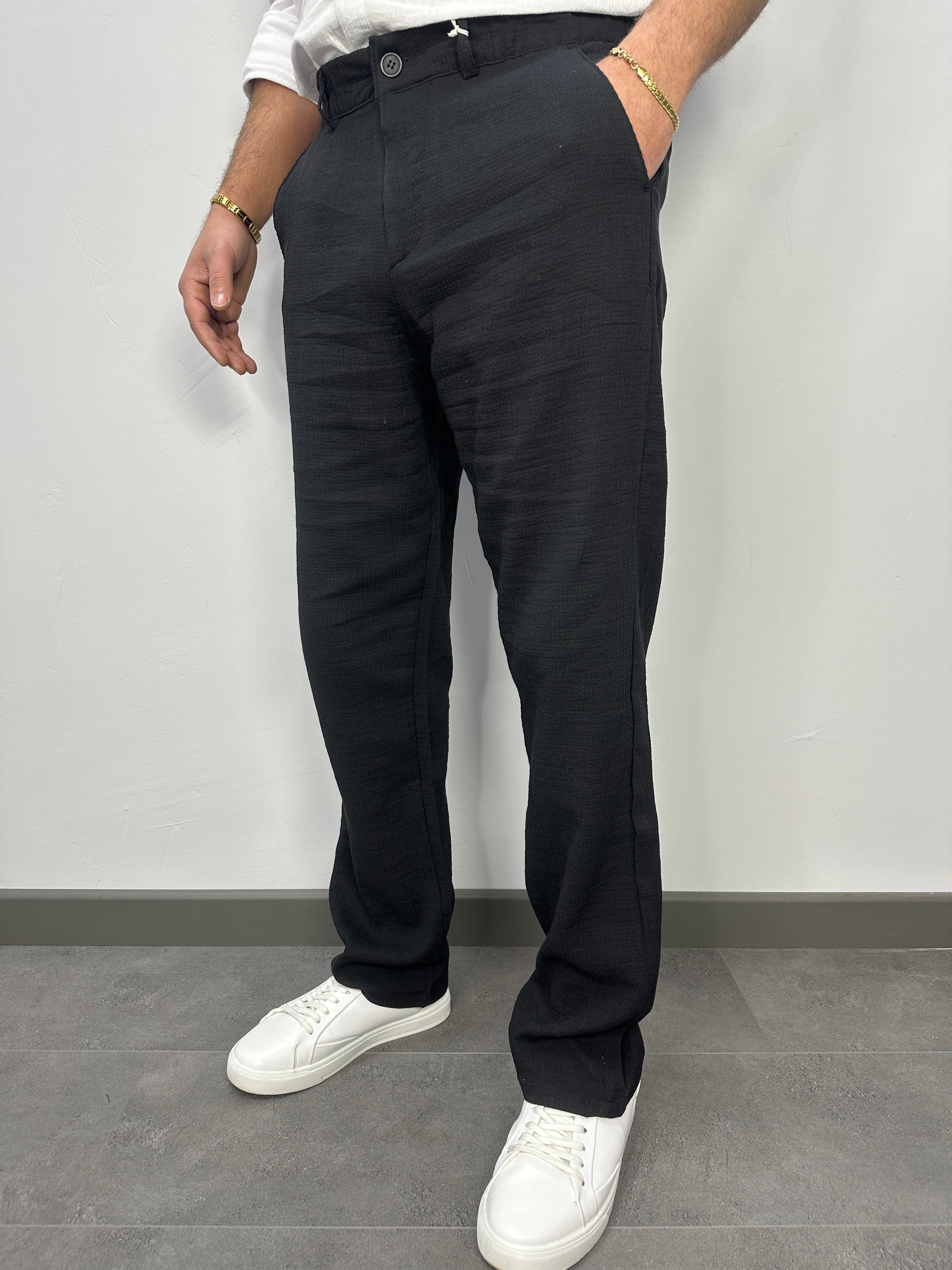 KETEN BAGGY PANTOLON SİYAH