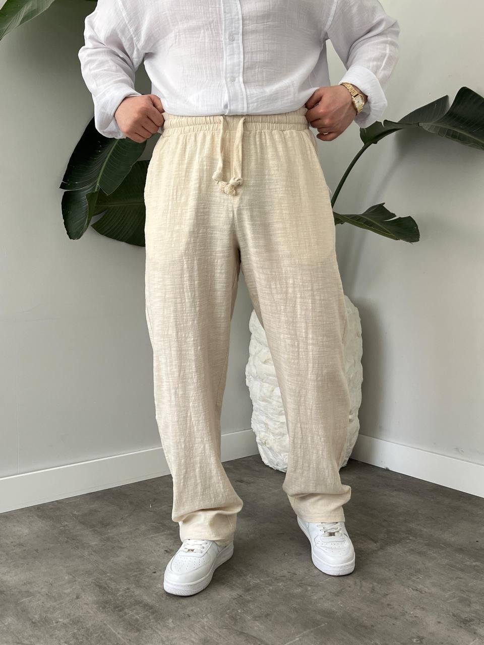 KREM BELİ İPLİ BAGGY PANTOLON
