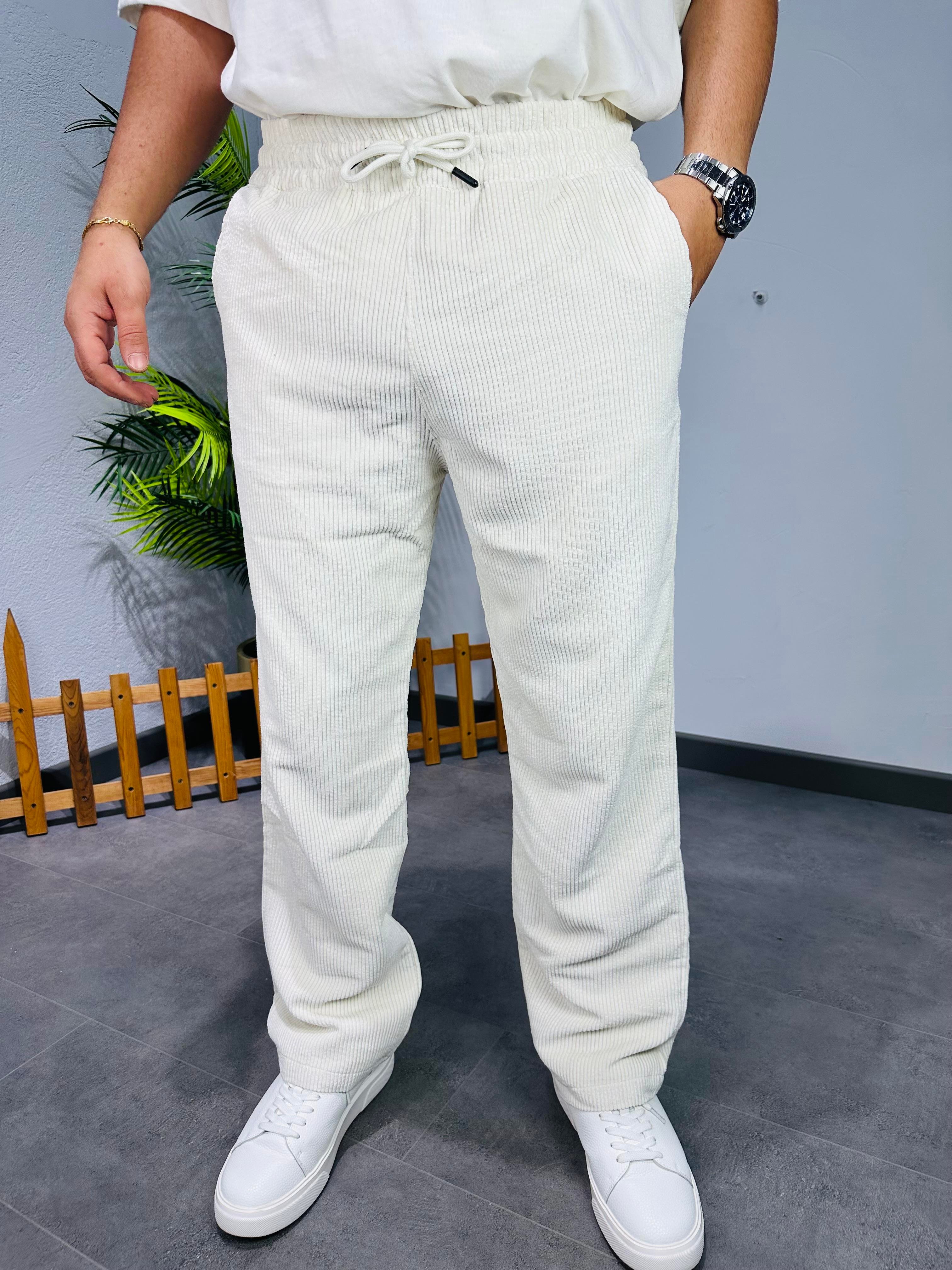 KREM KADİFE FİTİLLİ PANTOLON