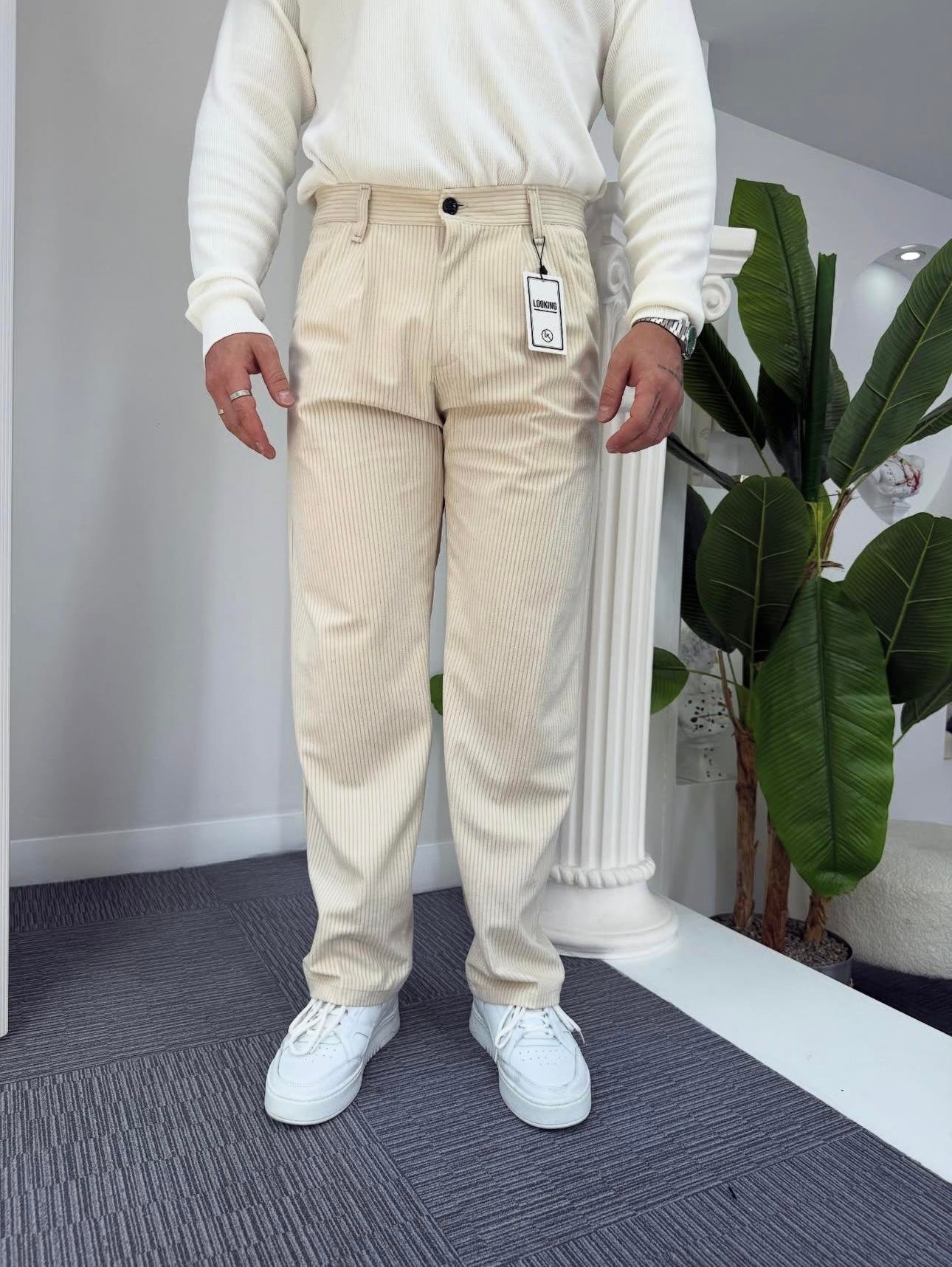 KREM KADİFE PANTOLON