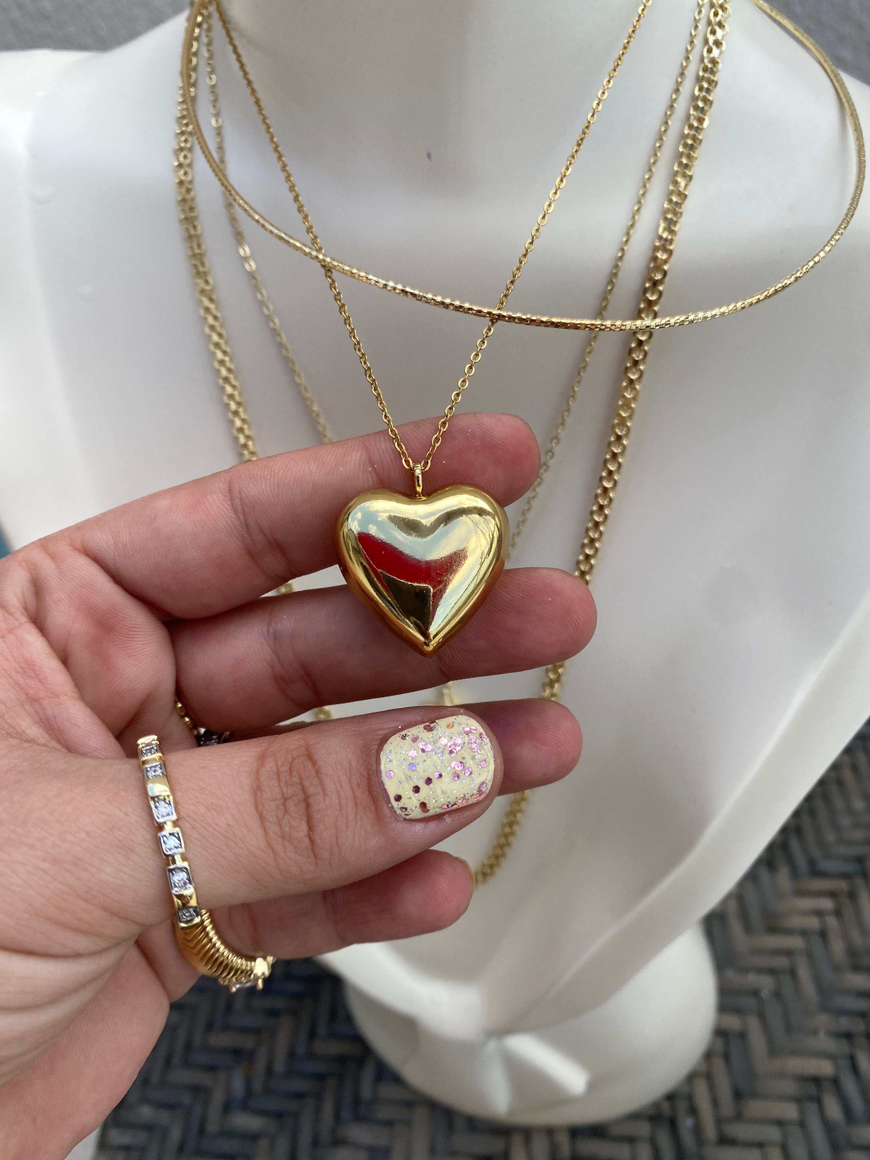 45 cm DEV BOMBELİ KALP KOLYE