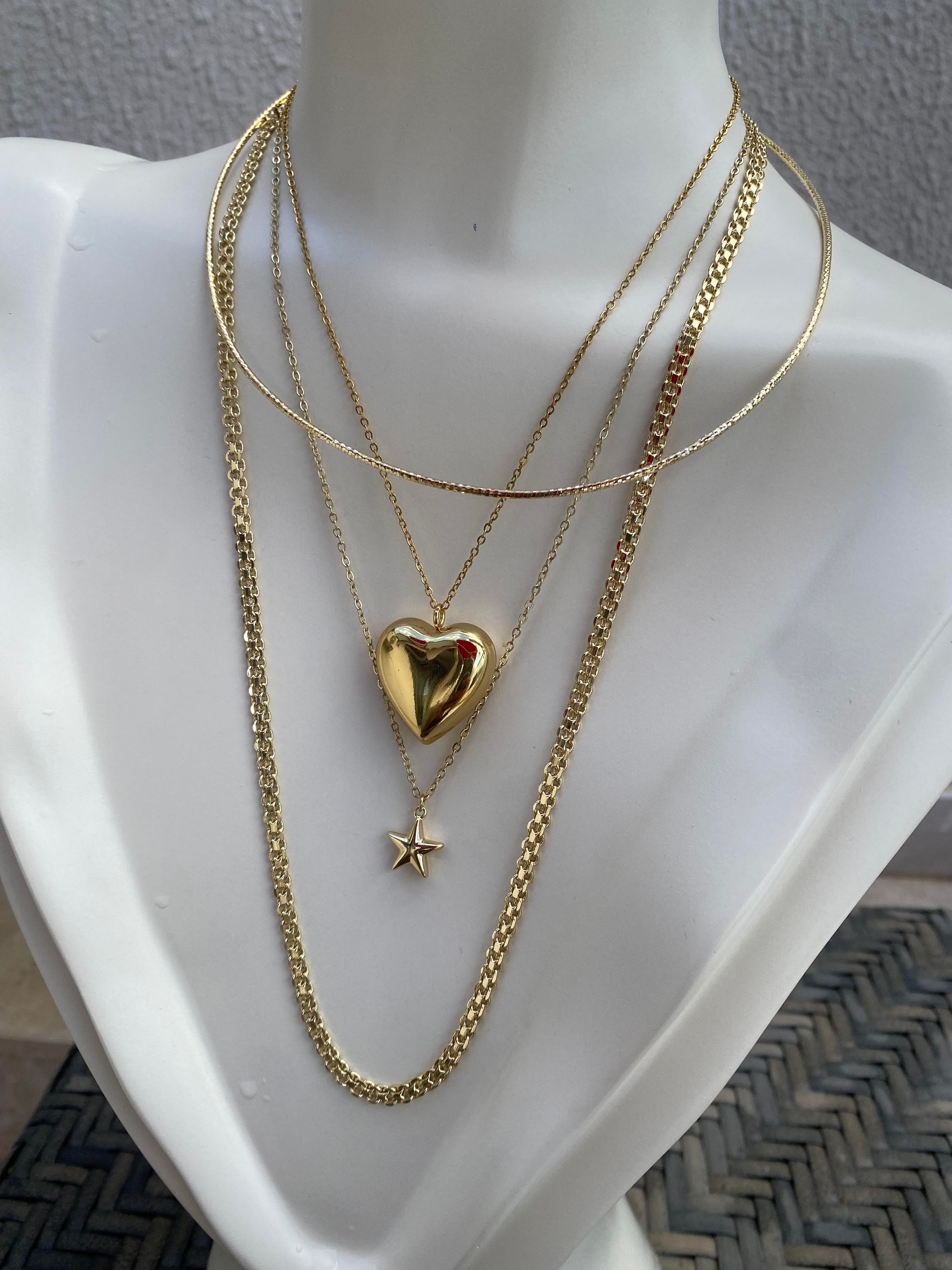 45 cm DEV BOMBELİ KALP KOLYE