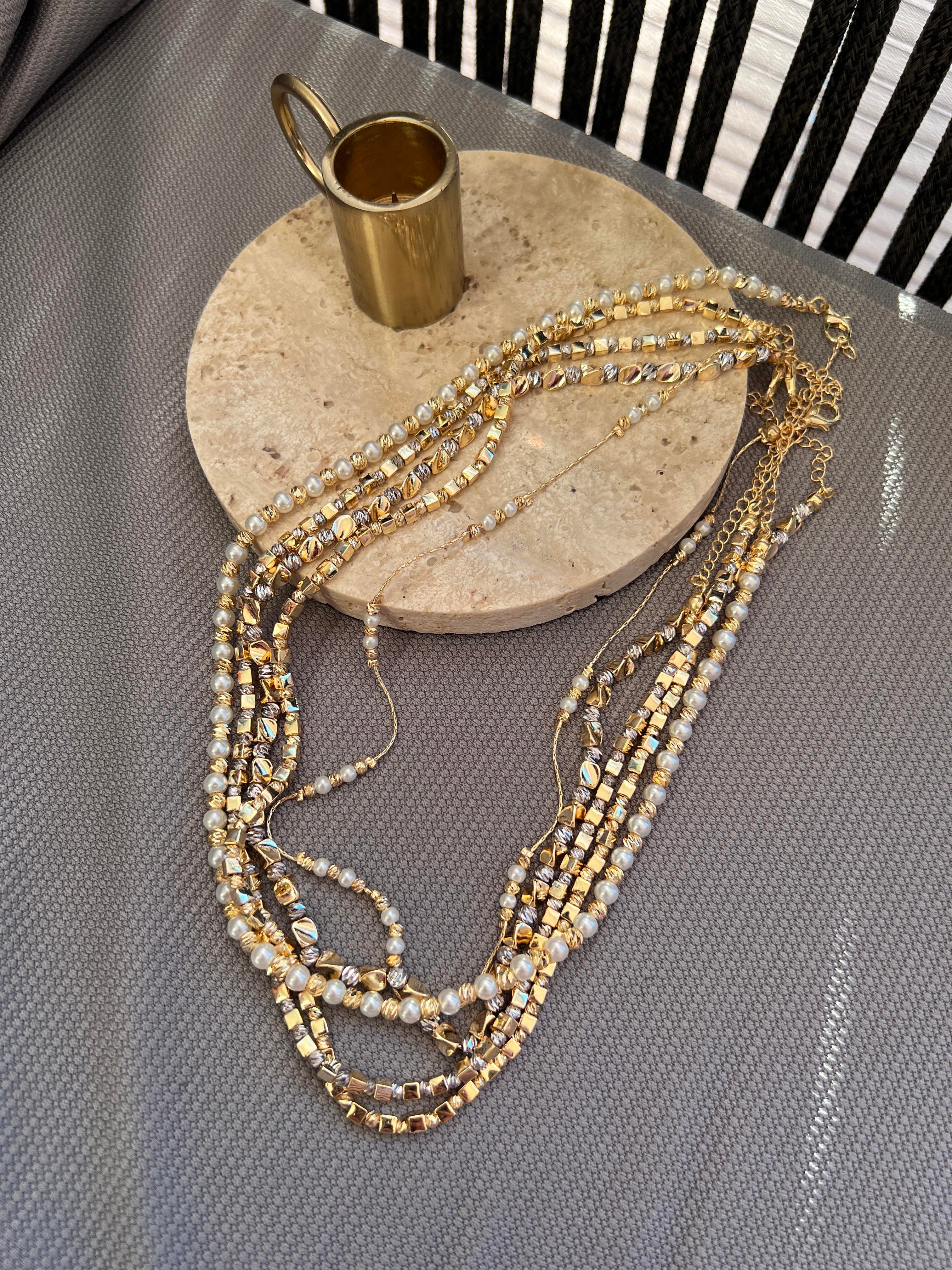 45 CM GOLD KÜP GÜMÜŞ DORİKA KOLYE
