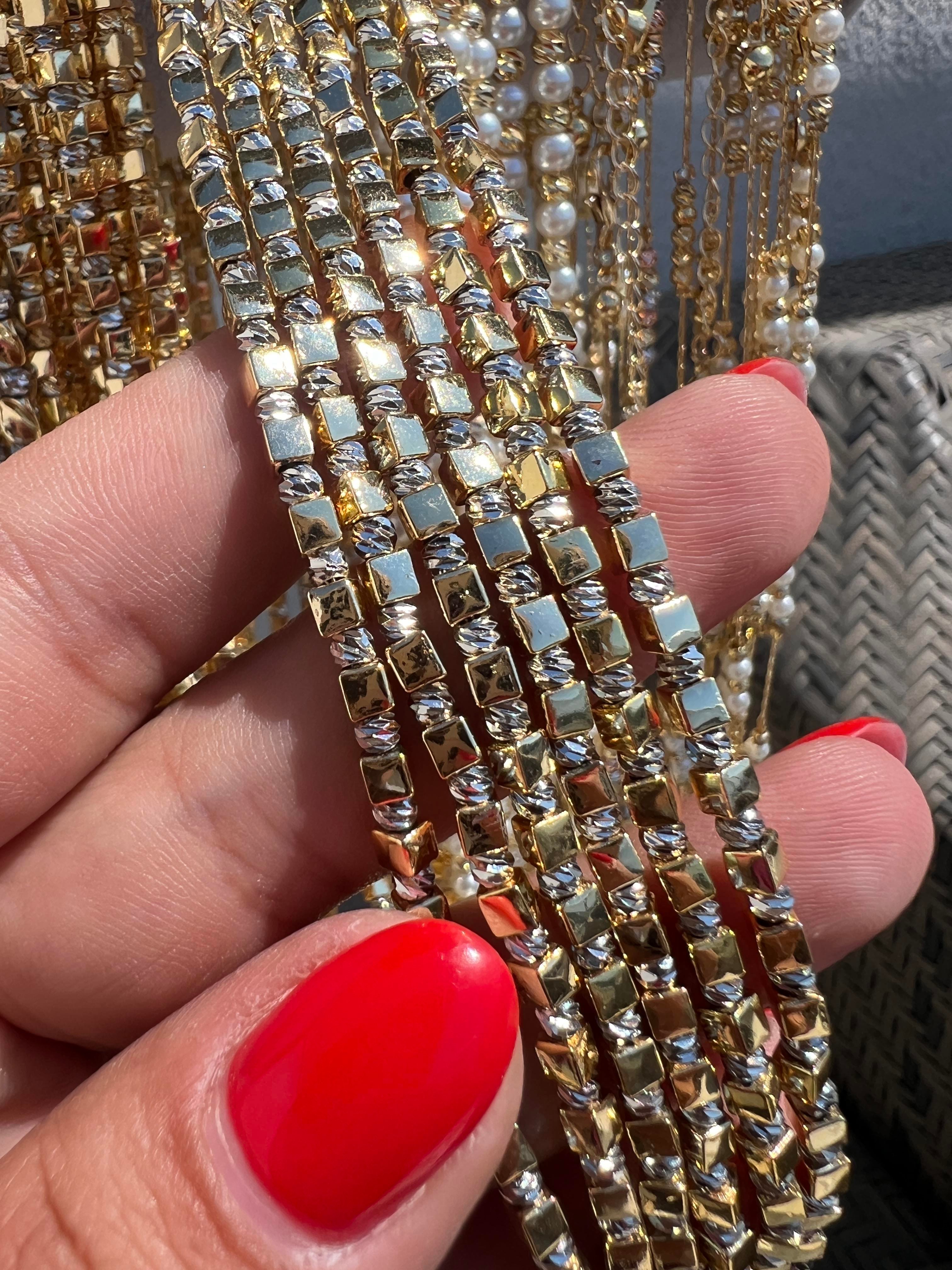 45 CM GOLD KÜP GÜMÜŞ DORİKA KOLYE