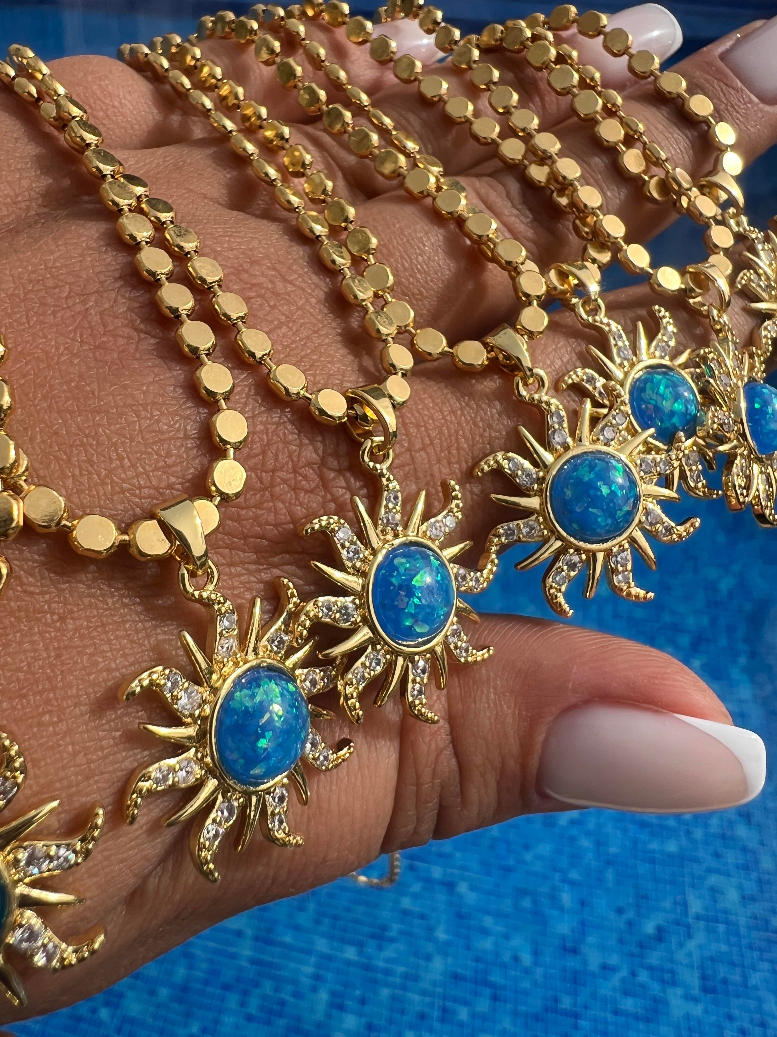 60 CM FİRUZE GÜNEŞ EZME KOLYE