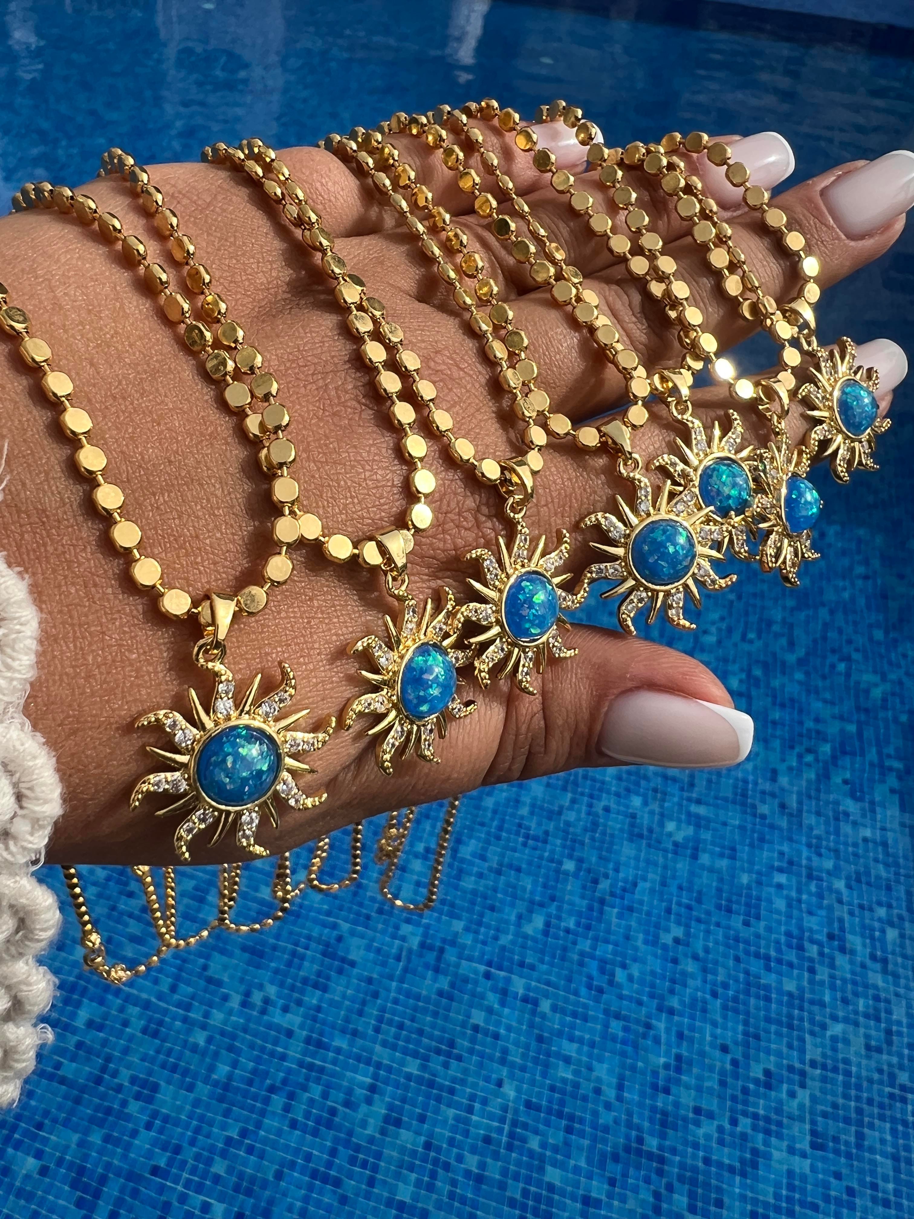 60 CM FİRUZE GÜNEŞ EZME KOLYE