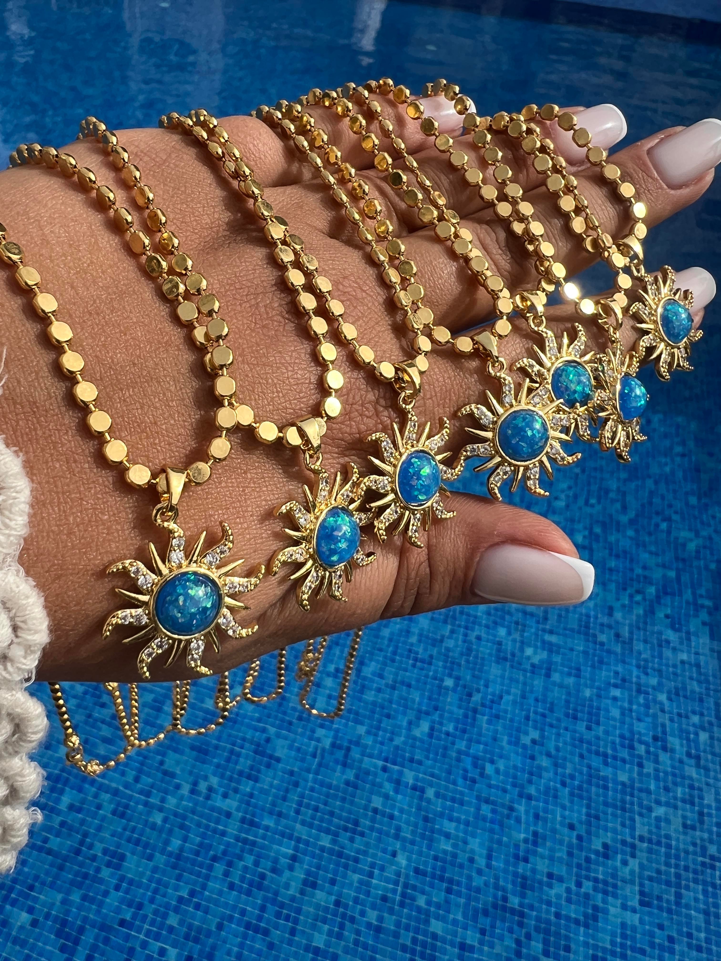 60 CM FİRUZE GÜNEŞ EZME KOLYE