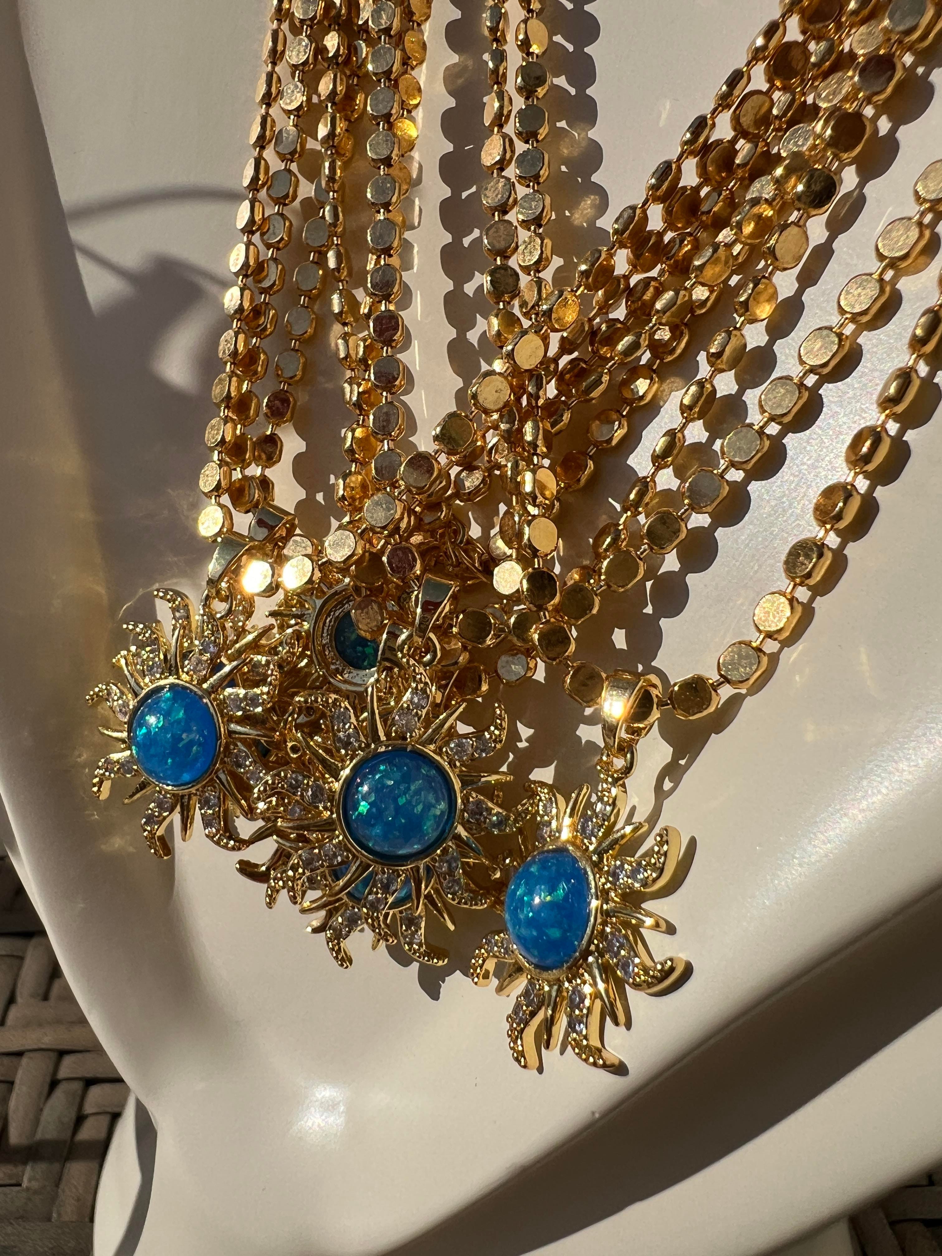 60 CM FİRUZE GÜNEŞ EZME KOLYE