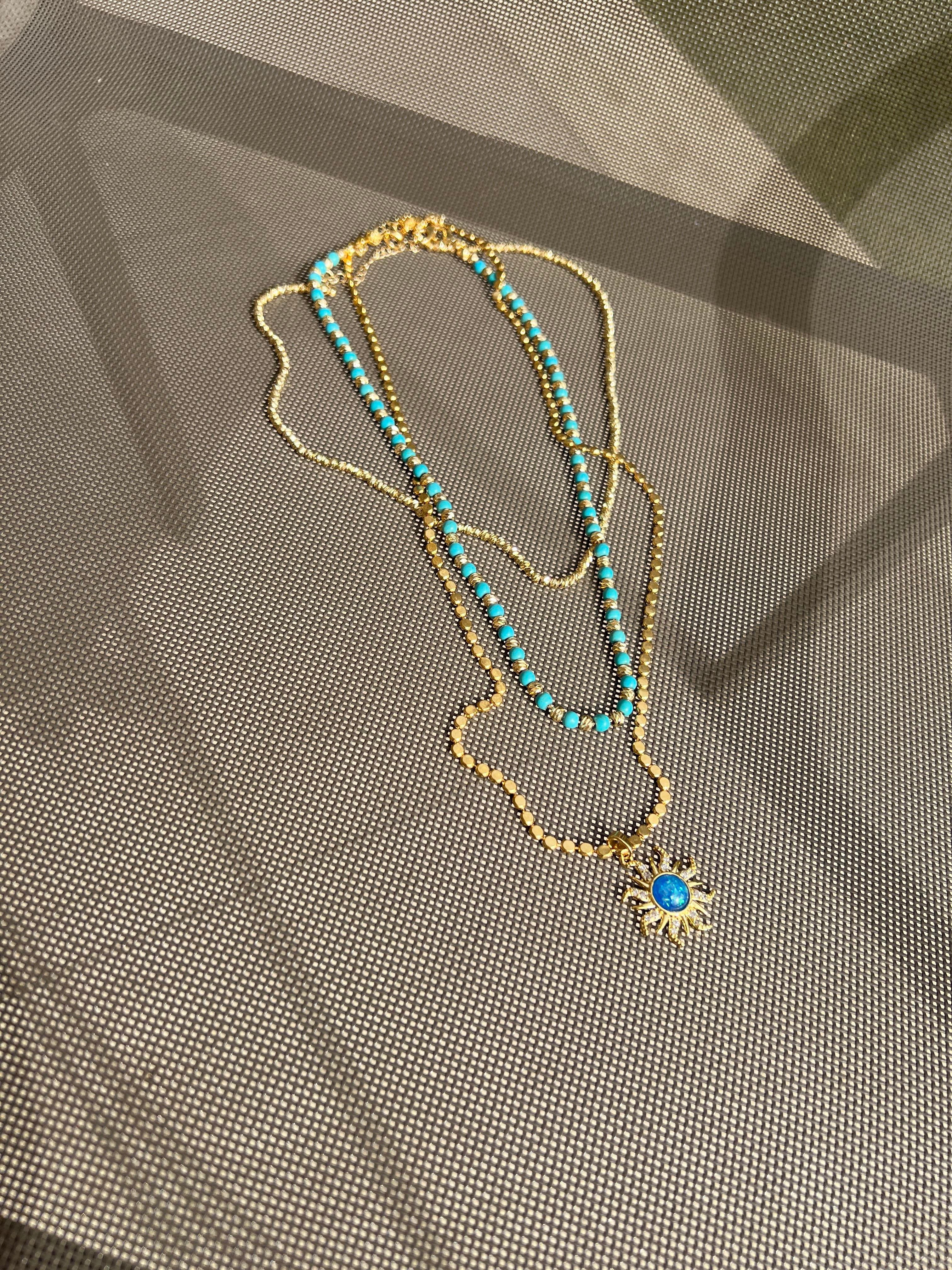 60 CM FİRUZE GÜNEŞ EZME KOLYE