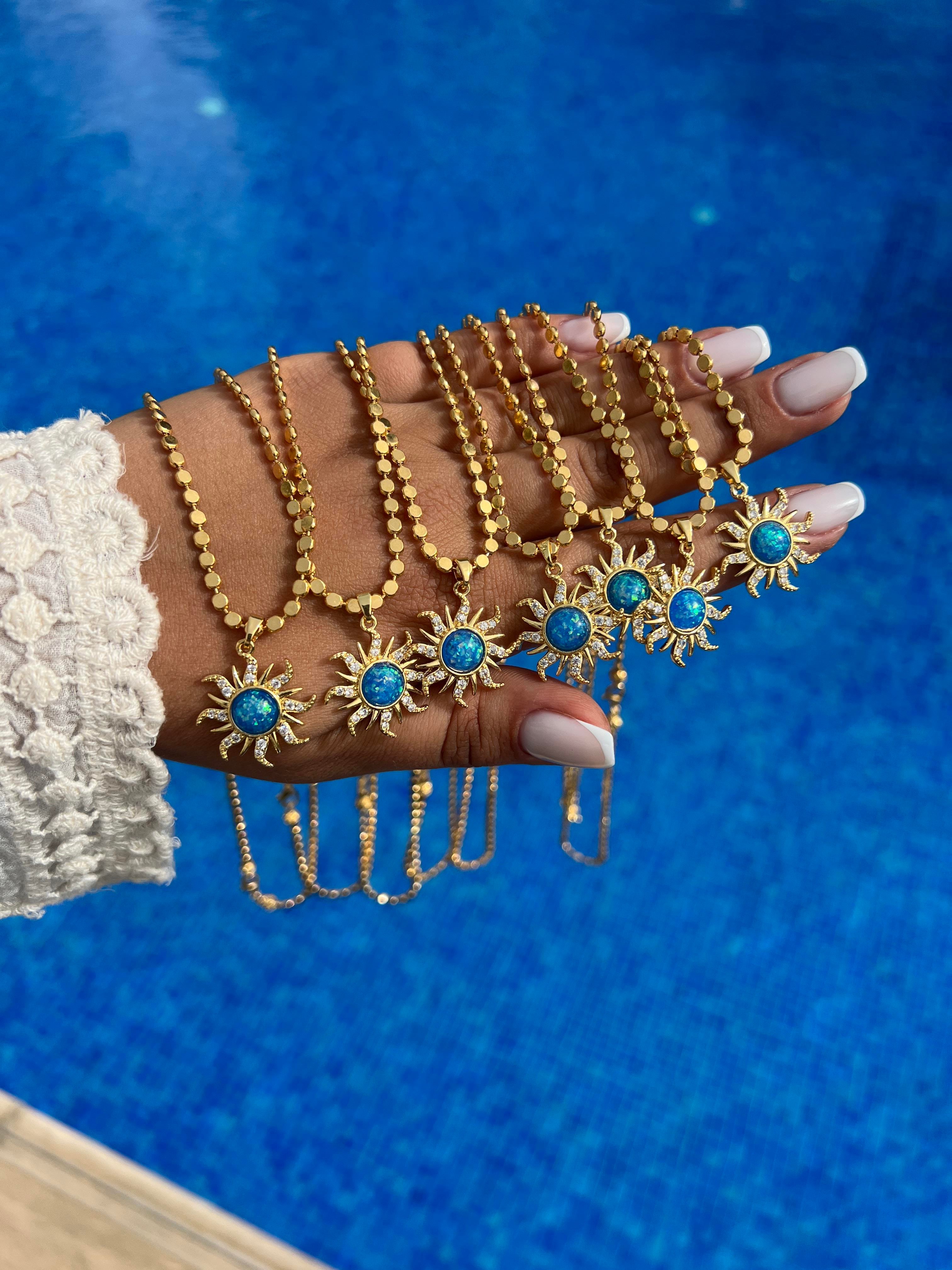 60 CM FİRUZE GÜNEŞ EZME KOLYE