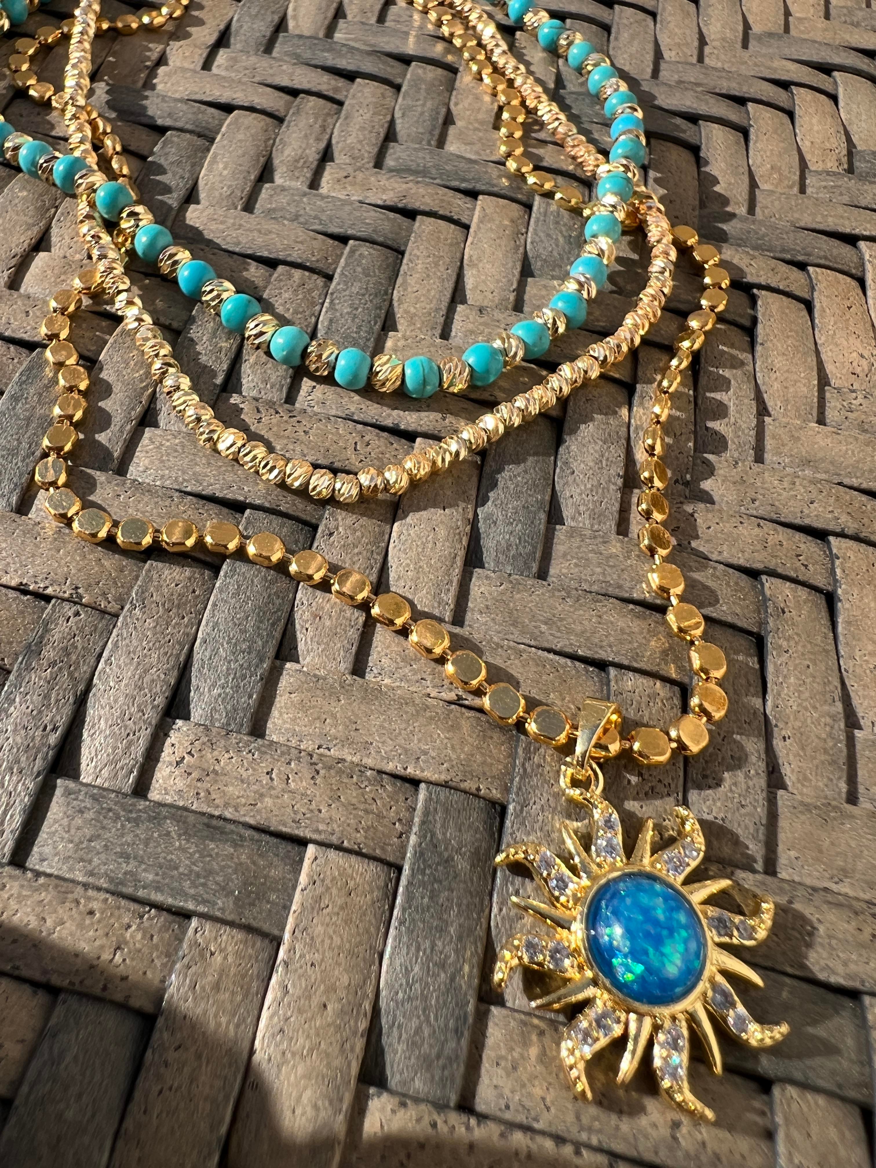 60 CM FİRUZE GÜNEŞ EZME KOLYE