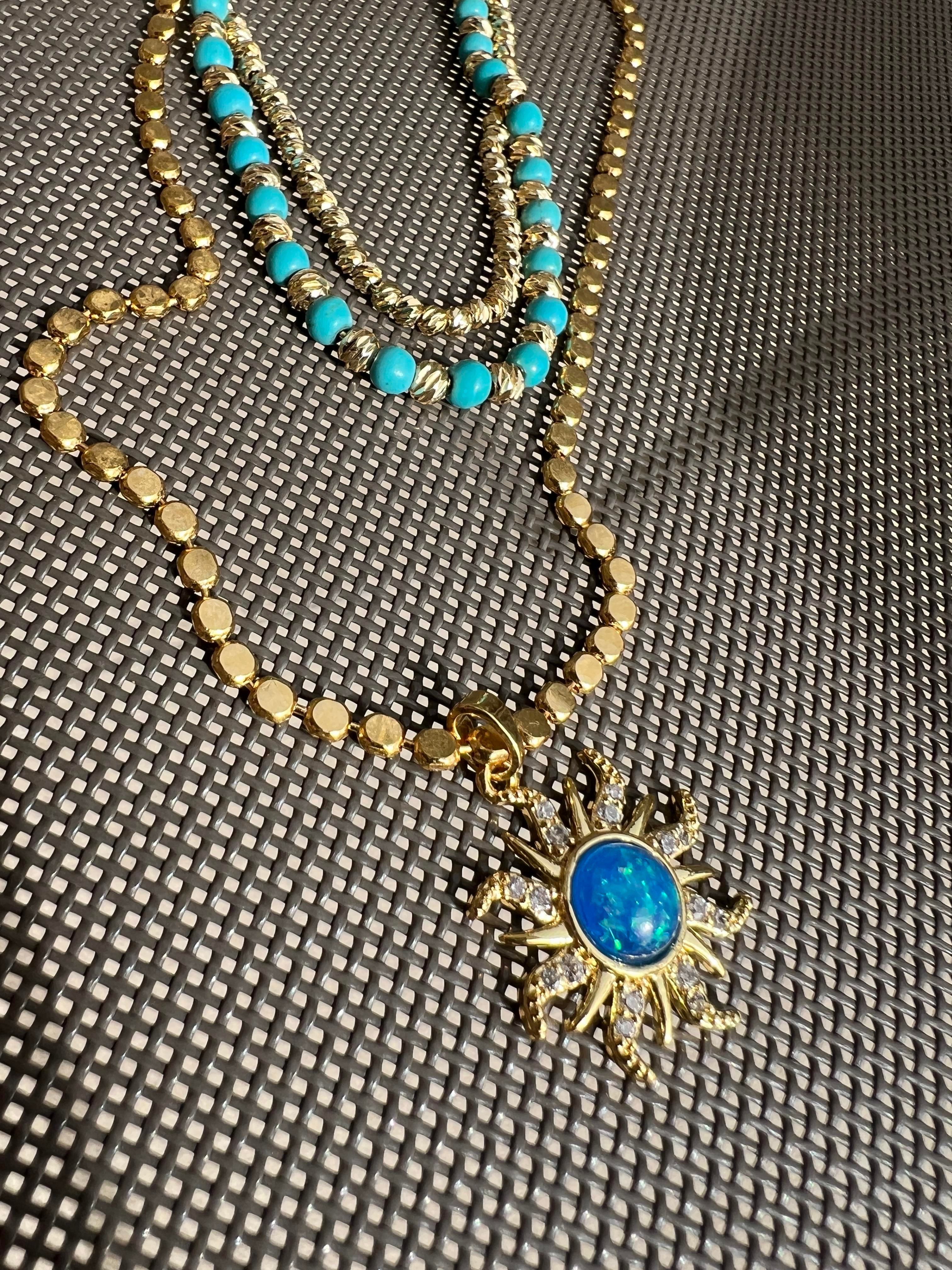 60 CM FİRUZE GÜNEŞ EZME KOLYE