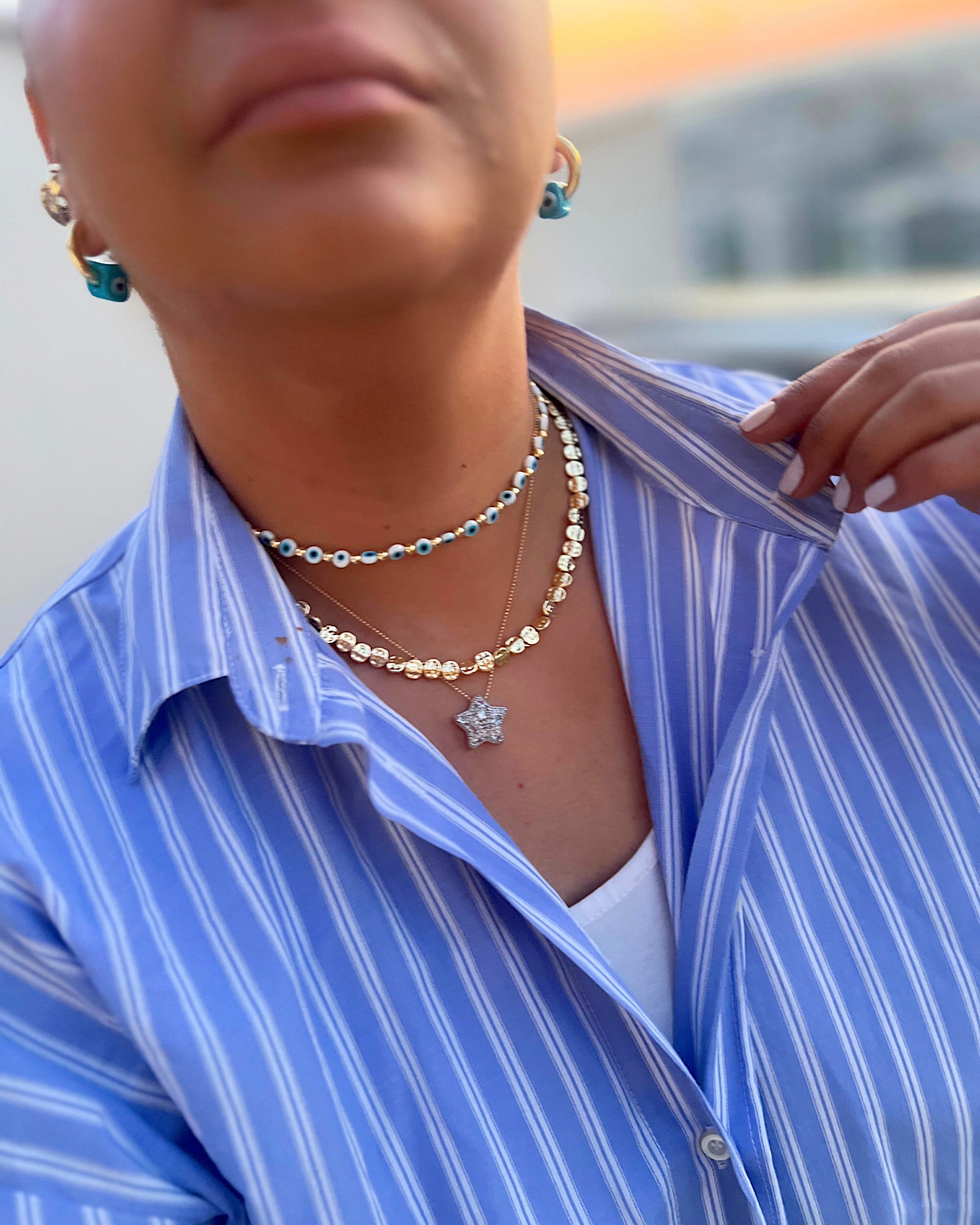 ÇAKIL EZME GOLD KOLYE