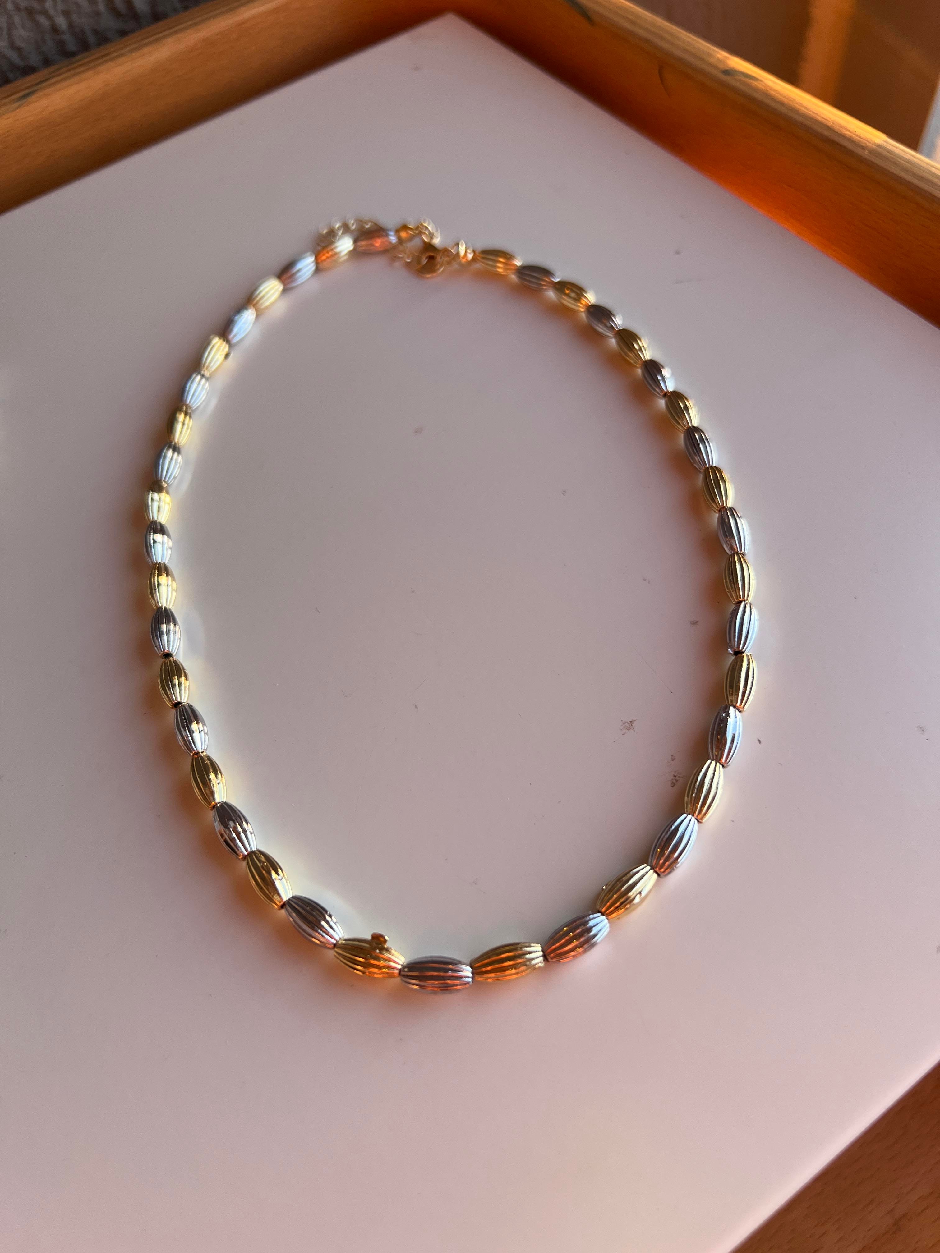 ÇİFT RENK MAT PİRİNÇ TANESİ  KOLYE 45 cm