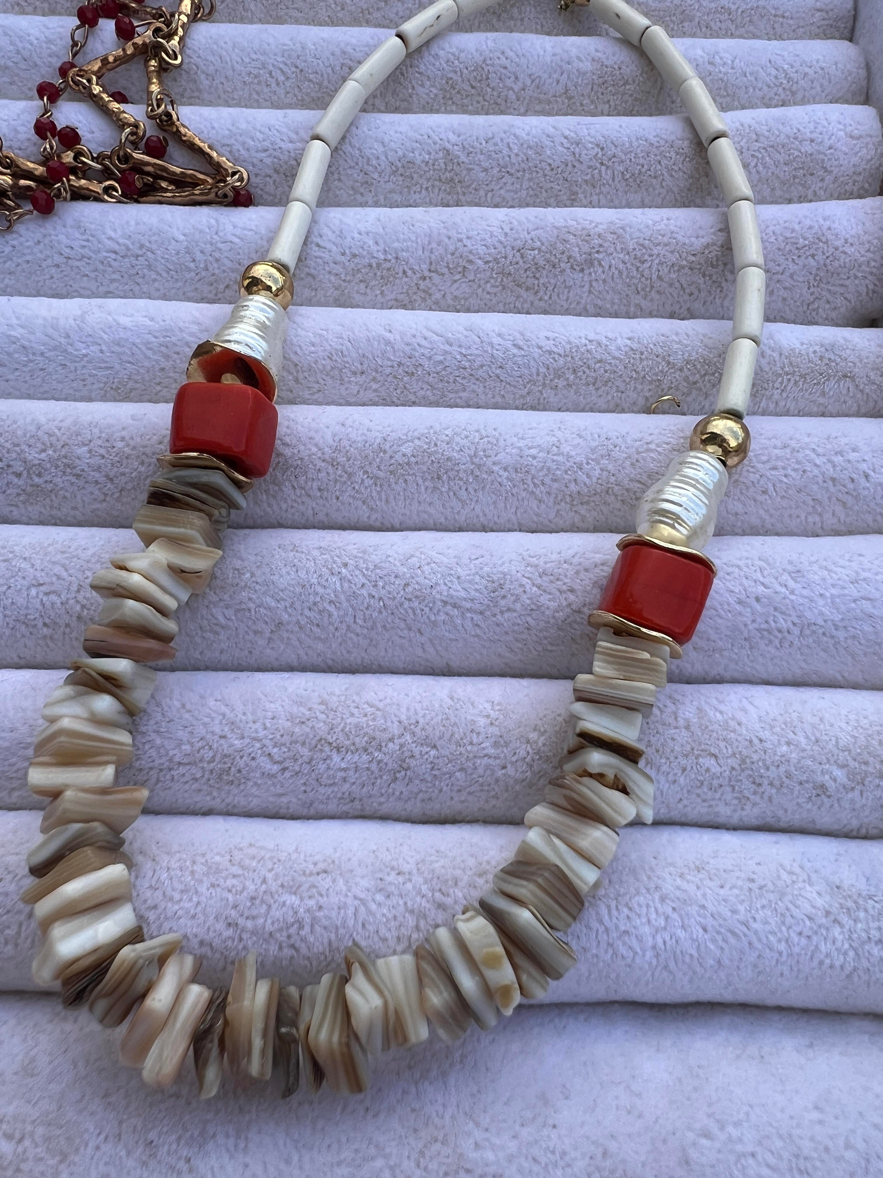 DOĞALTAŞ VE BAROK İNCİ KOLYE 45 cm
