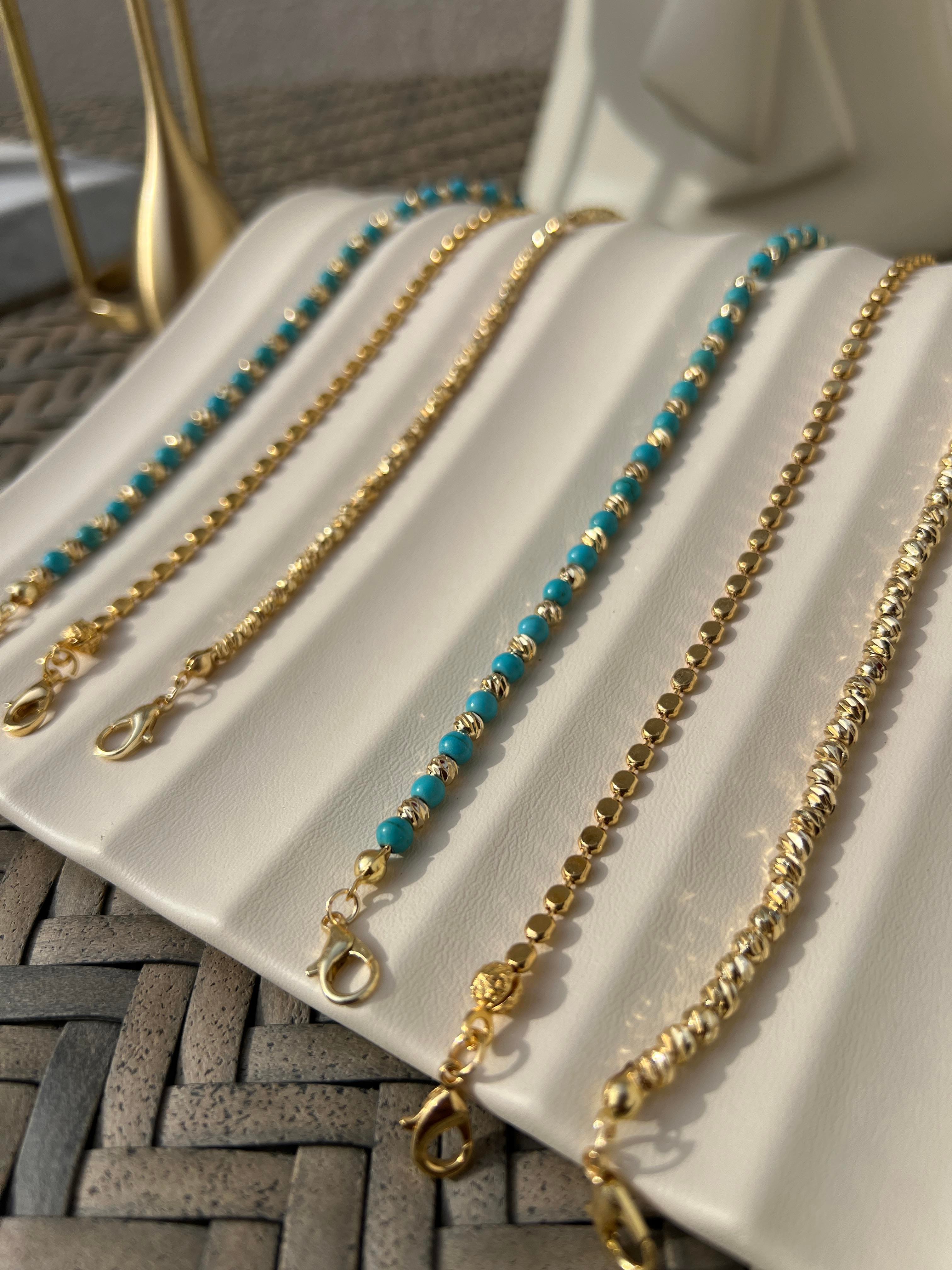 MAVİŞ FİRUZE GOLD DORİKA BİLEKLİK