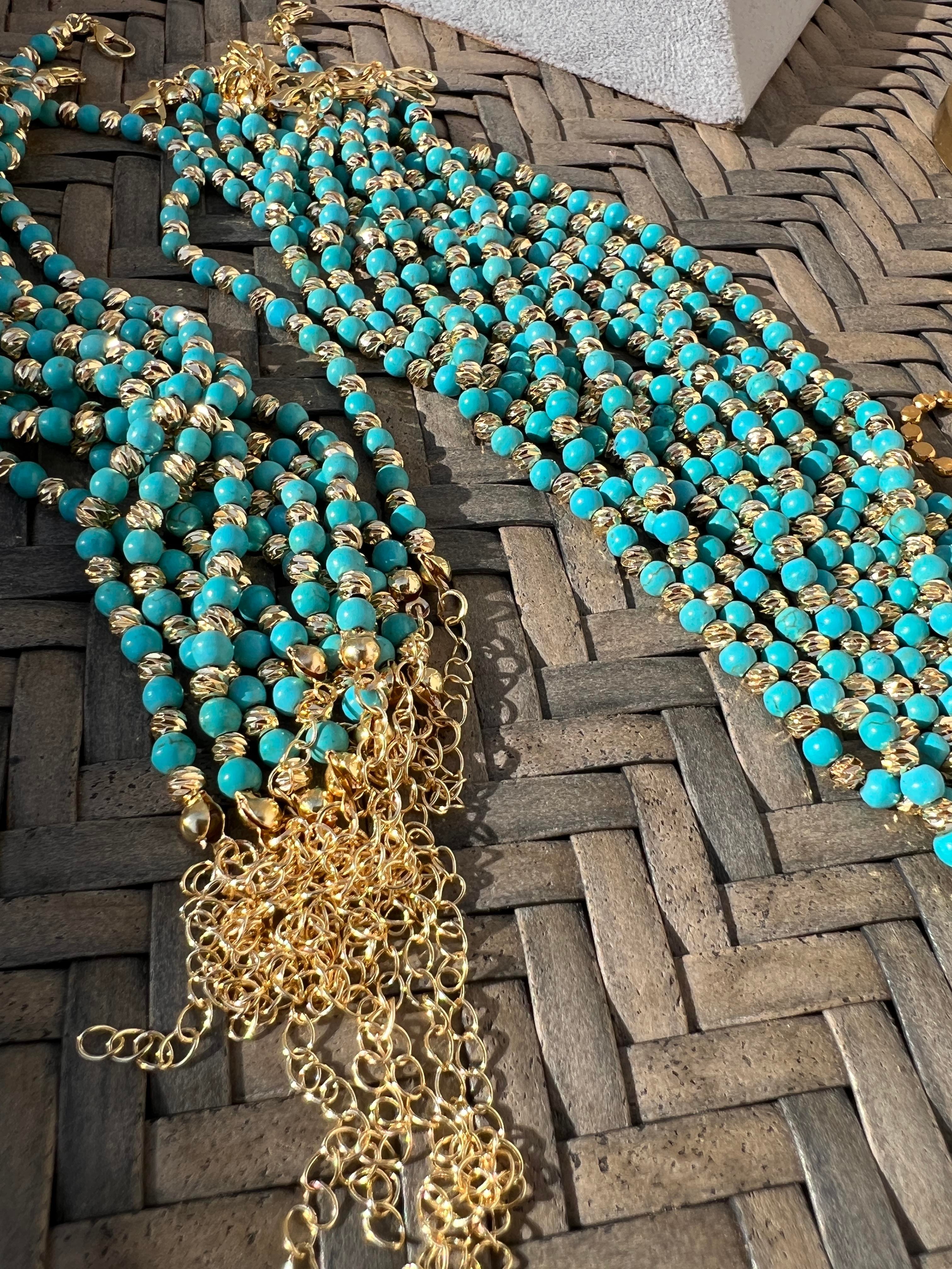 MAVİŞ FİRUZE GOLD DORİKA BİLEKLİK
