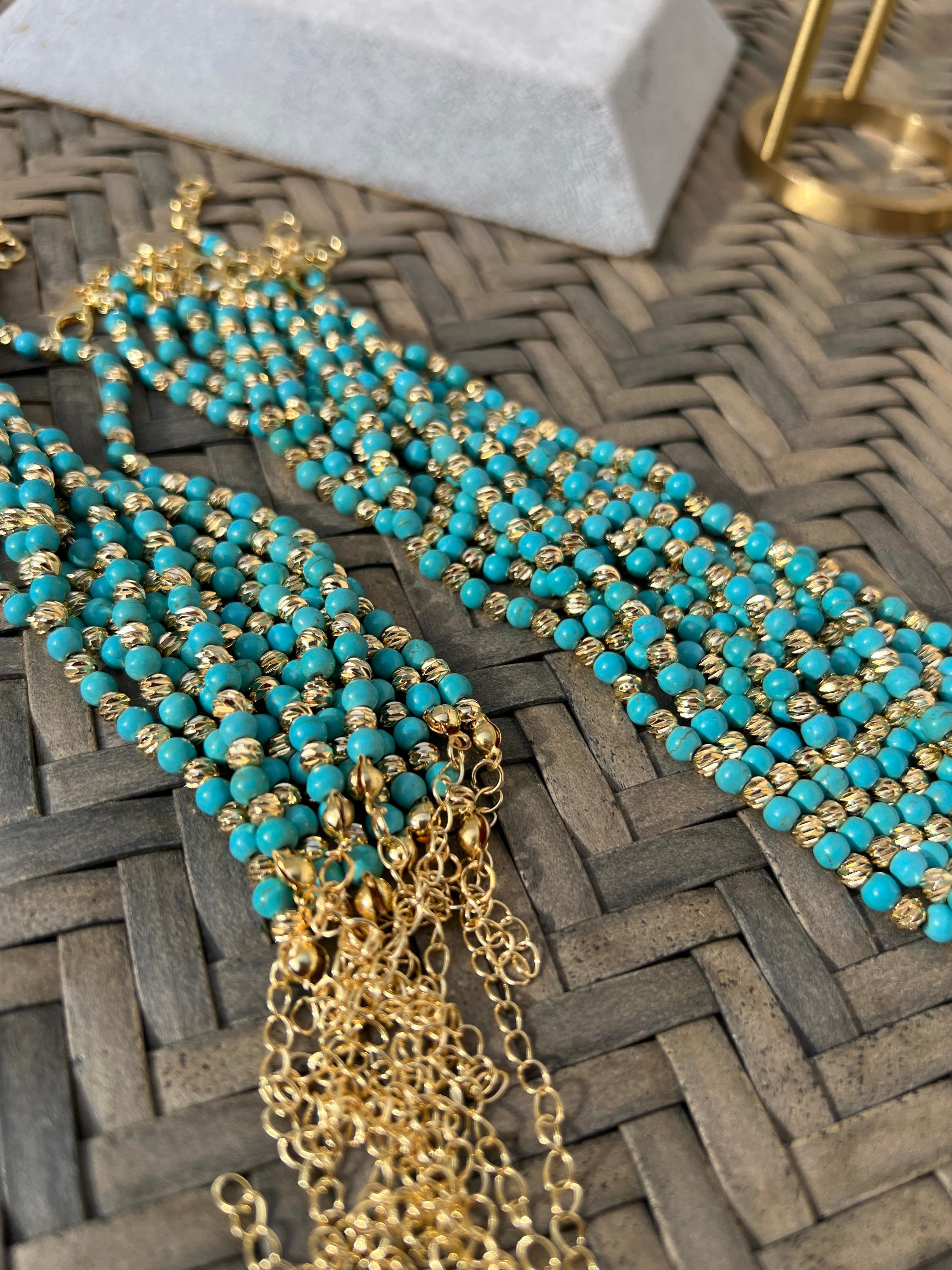 MAVİŞ FİRUZE GOLD DORİKA HALHAL