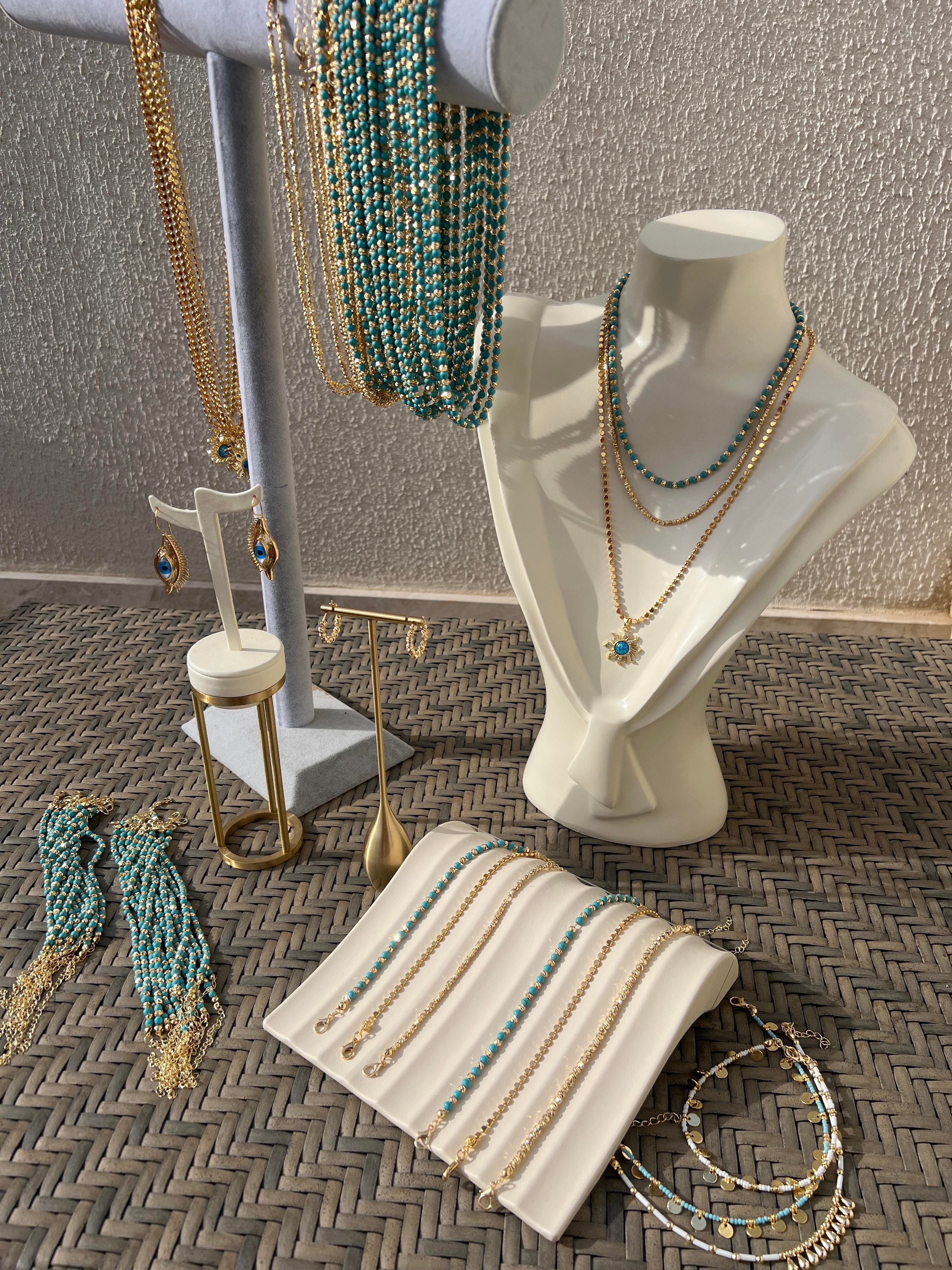 MAVİŞ FİRUZE GOLD DORİKA HALHAL