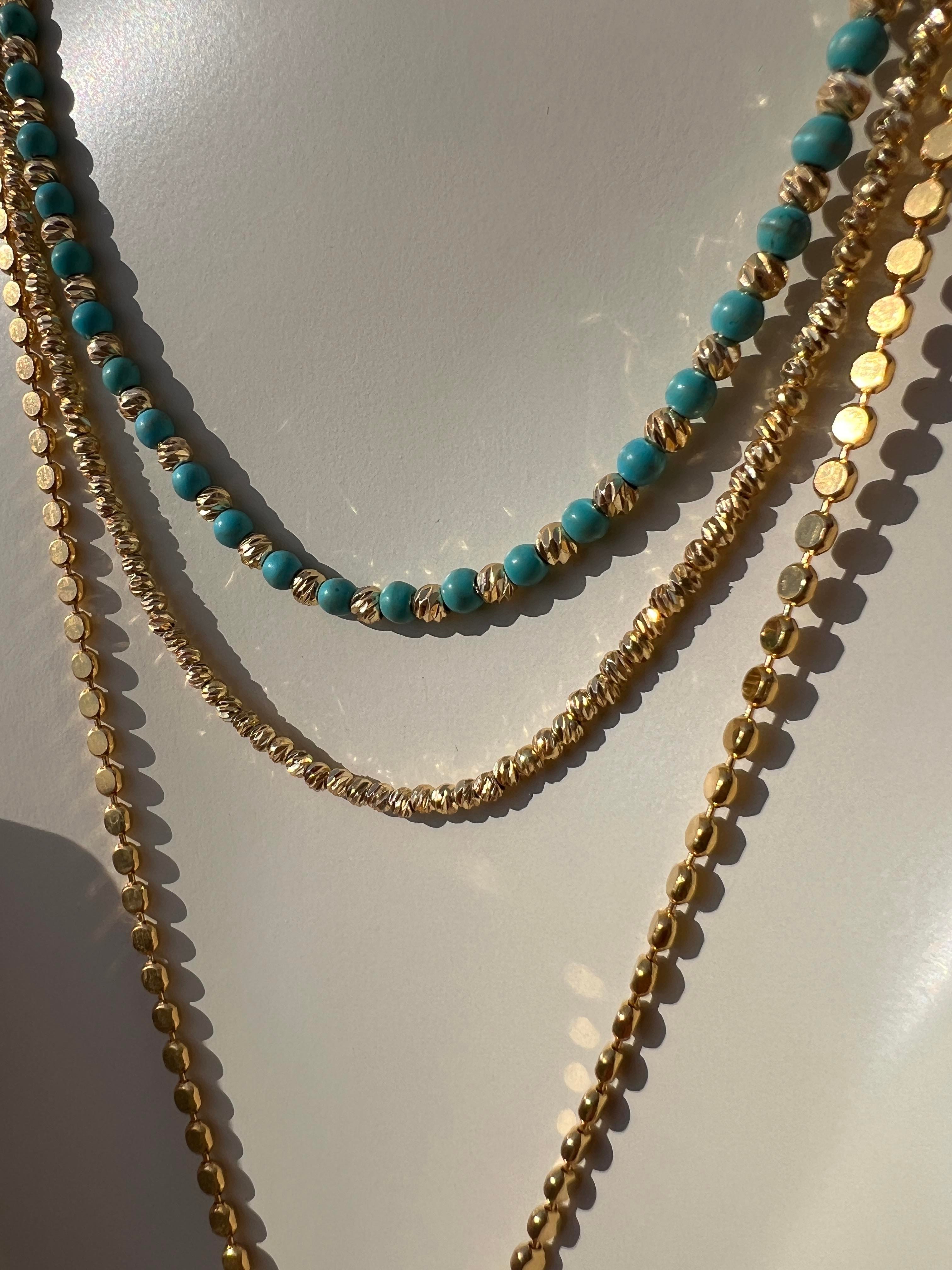 MAVİŞ FİRUZE GOLD DORİKA KOLYE