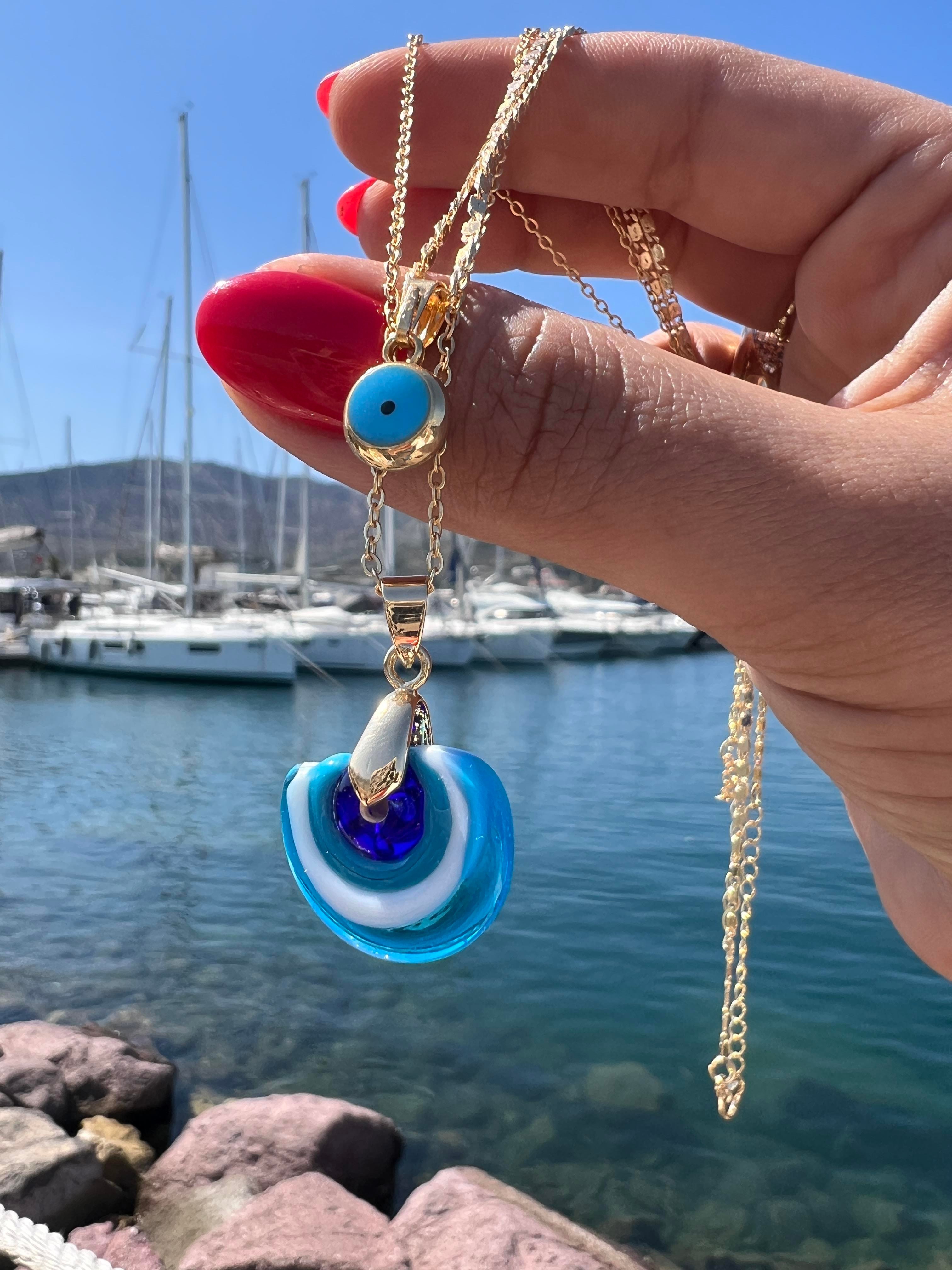 MURANO CAM NAZAR KOLYE 48 cm