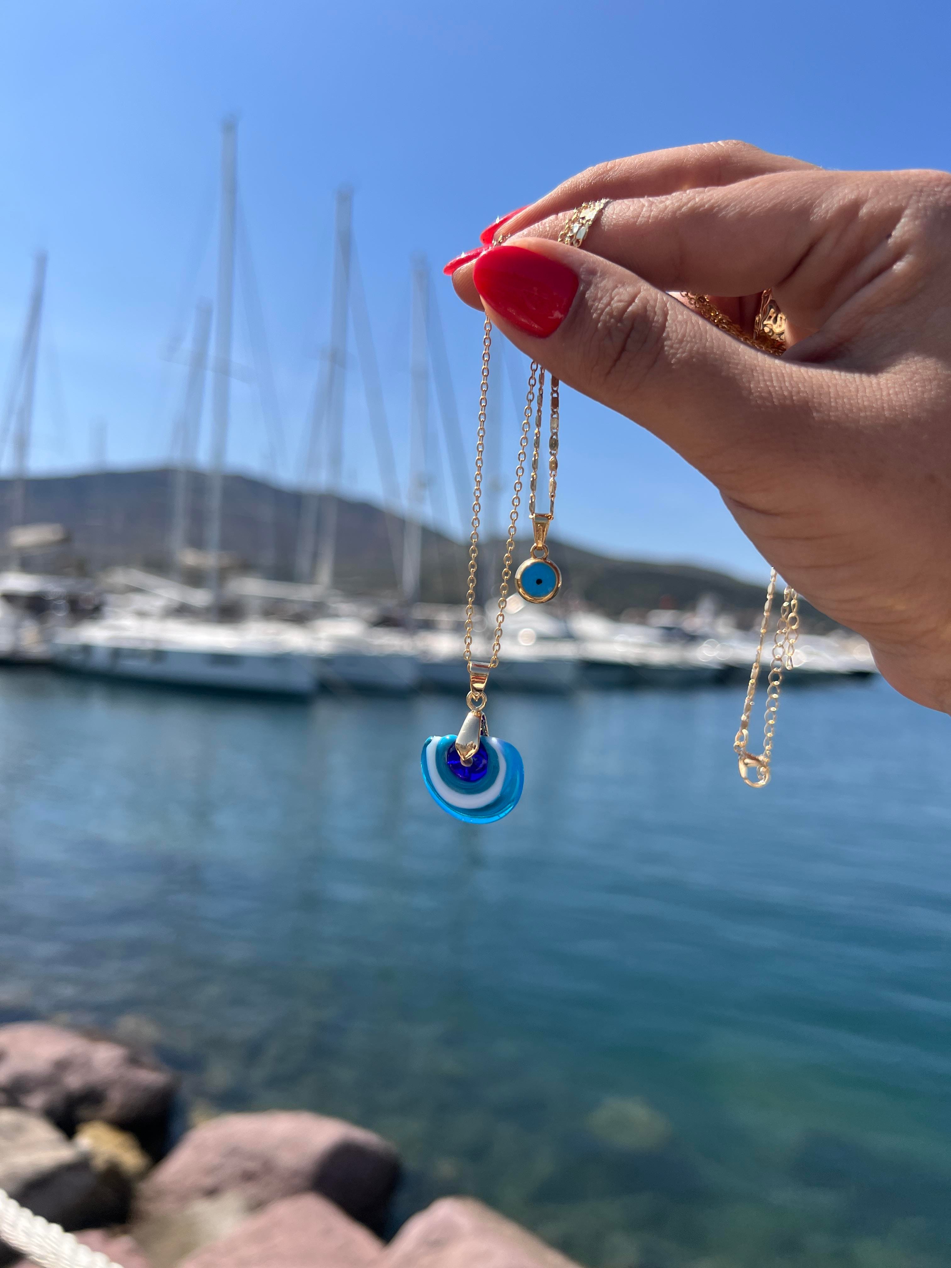 MURANO CAM NAZAR KOLYE 48 cm