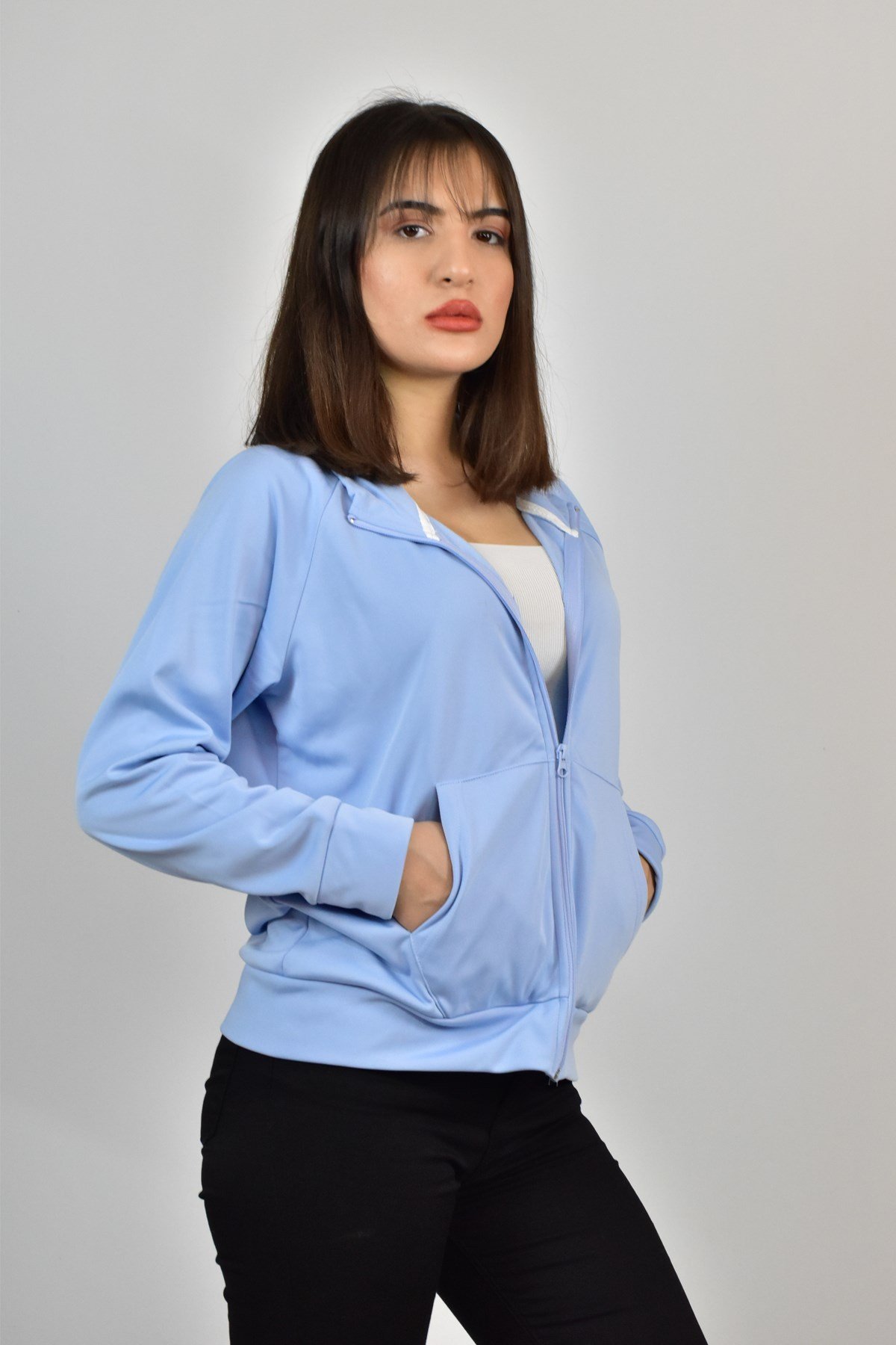 AKAT DİK YAKA SWEATSHİRT MAVİ