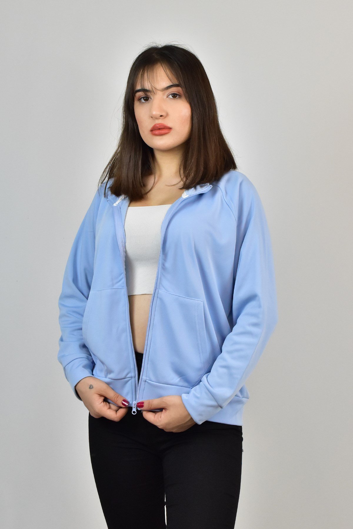 AKAT DİK YAKA SWEATSHİRT MAVİ