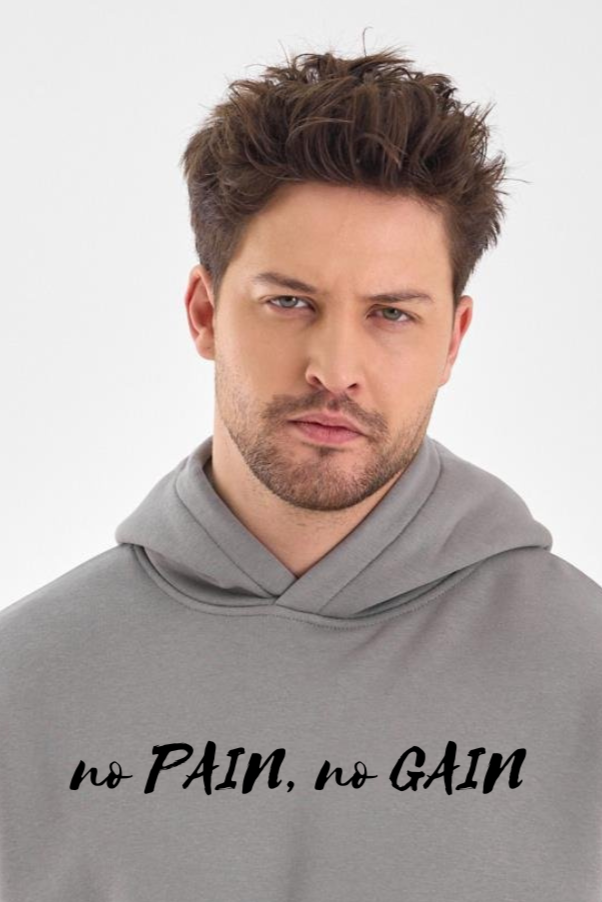 FİHA/2047-UNISEX BASKILI KAPŞONLU SWEAT - GRİ