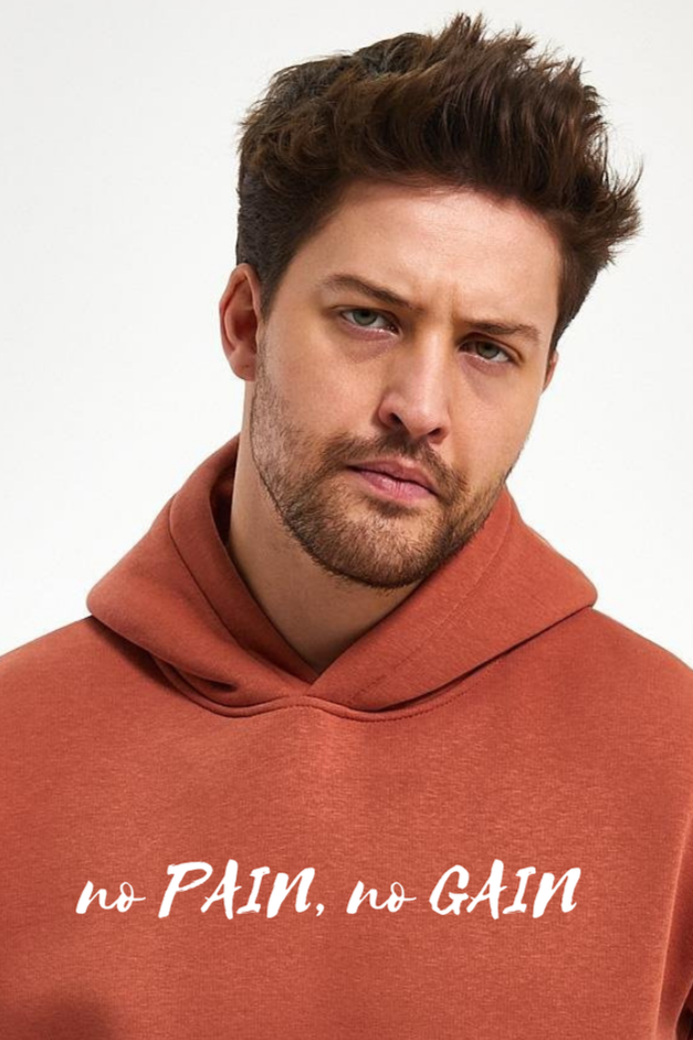 FİHA/2047-UNISEX BASKILI KAPŞONLU SWEAT - COPPER BROWN