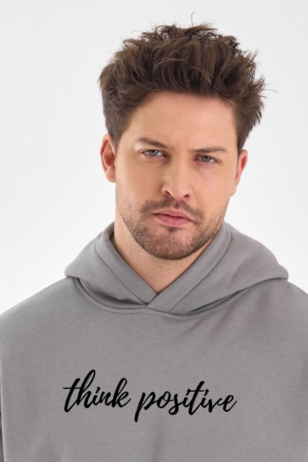 FİHA/2050-UNISEX BASKILI ŞARDONLU KAPŞONLU SWEAT - GRİ