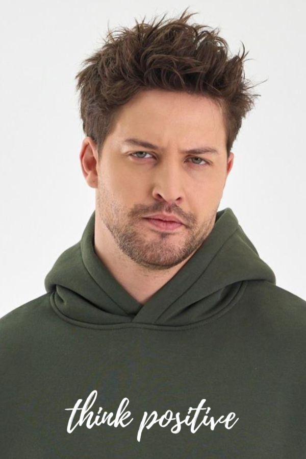 FİHA/2050-UNISEX BASKILI ŞARDONLU KAPŞONLU SWEAT - HAKİ