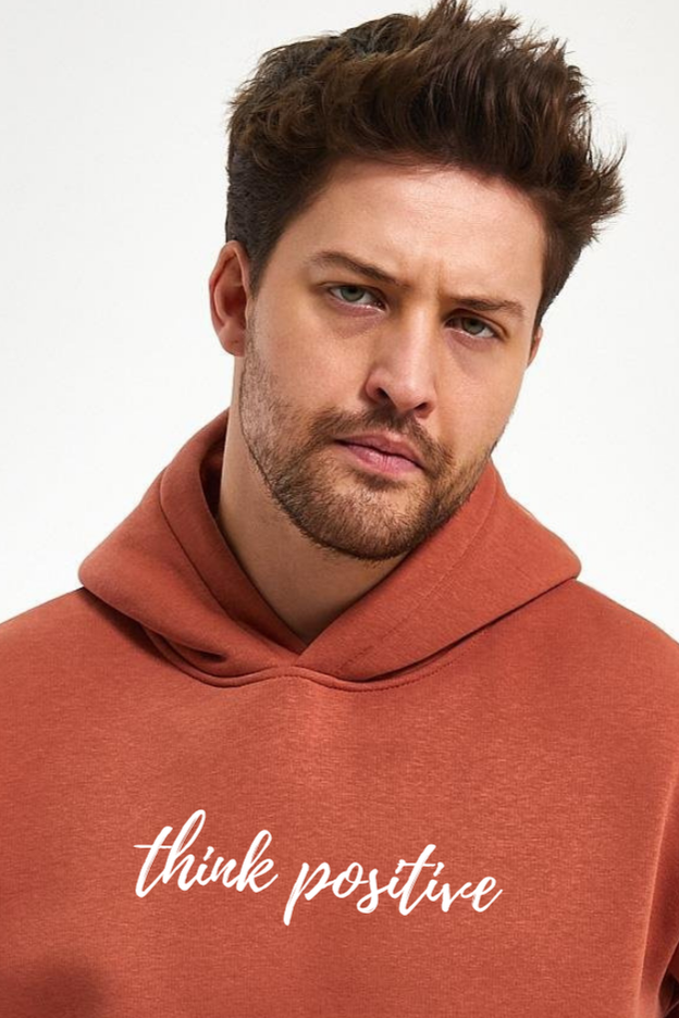 FİHA/2050-UNISEX BASKILI ŞARDONLU KAPŞONLU SWEAT - COPPER BROWN