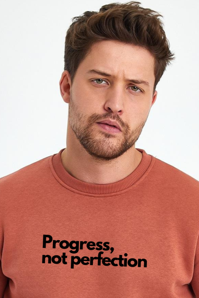 FİHA/2054-BASKILI ŞARDONLU SIFIR YAKA SWEAT - COPPER BROWN