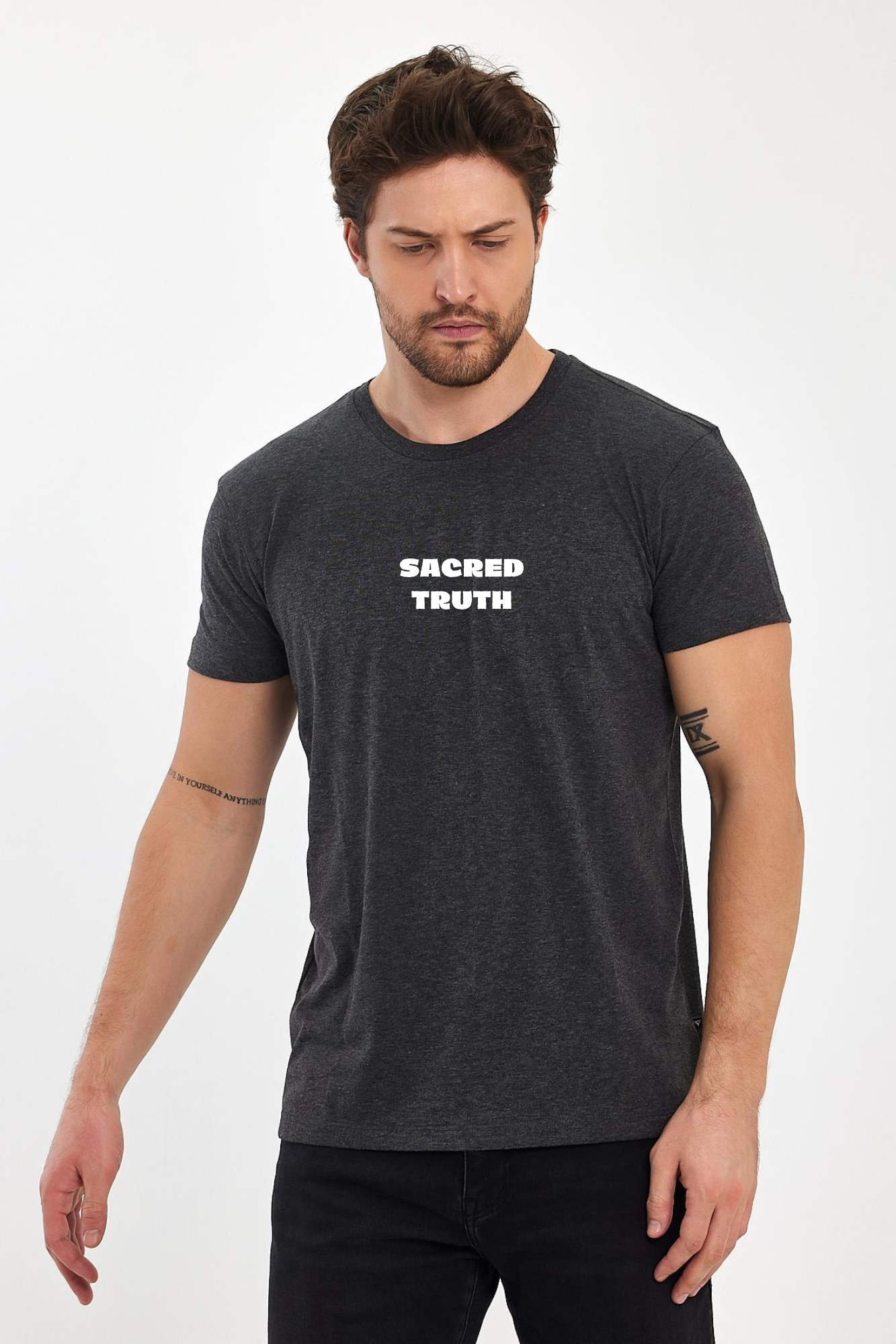 FİHA/2058-ERKEK BASKILI COMPACT SIFIR YAKA TSHIRT - ANTRASİT