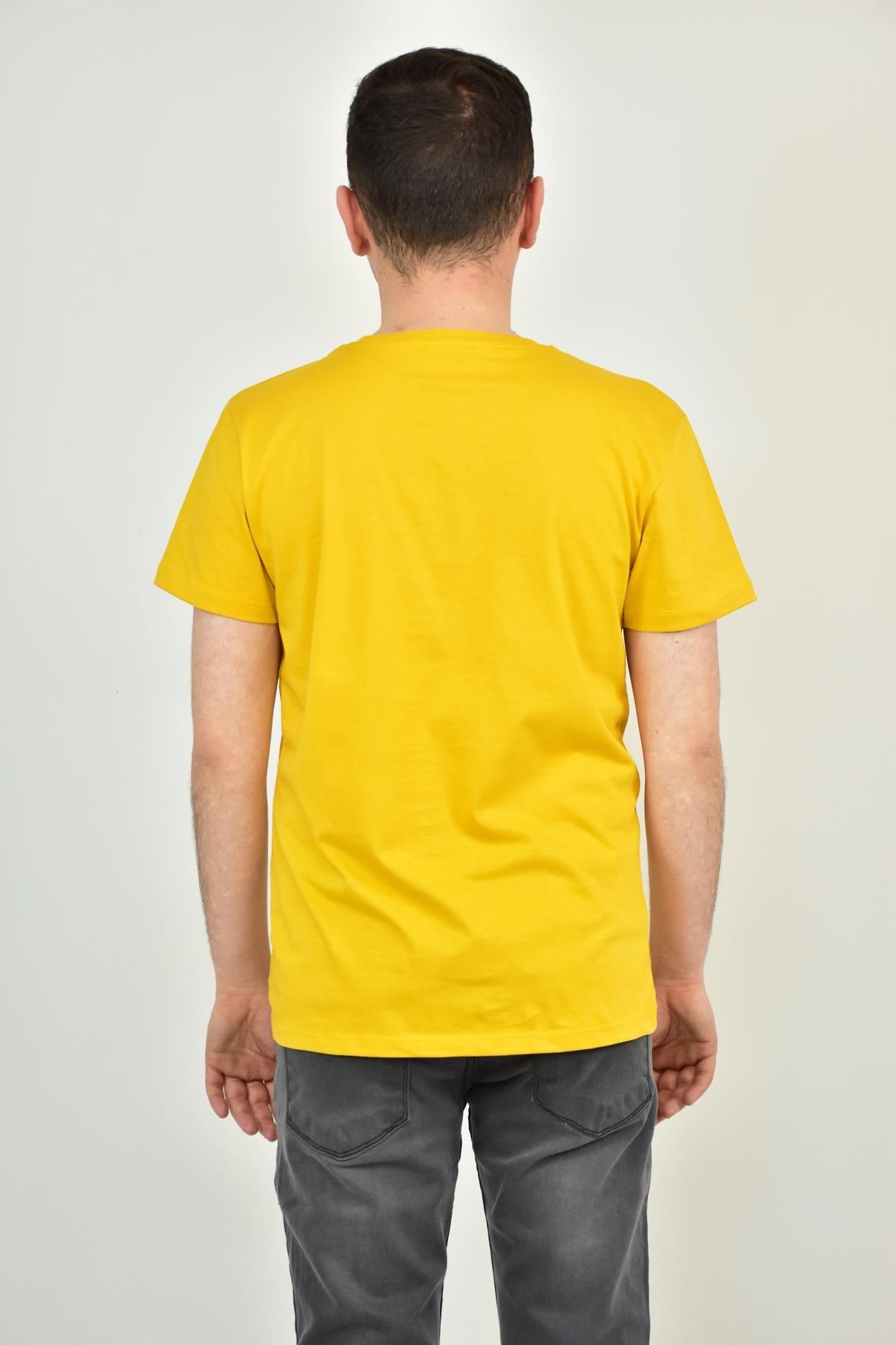 FİHA/2058-ERKEK BASKILI COMPACT SIFIR YAKA TSHIRT - SUN FLOWER