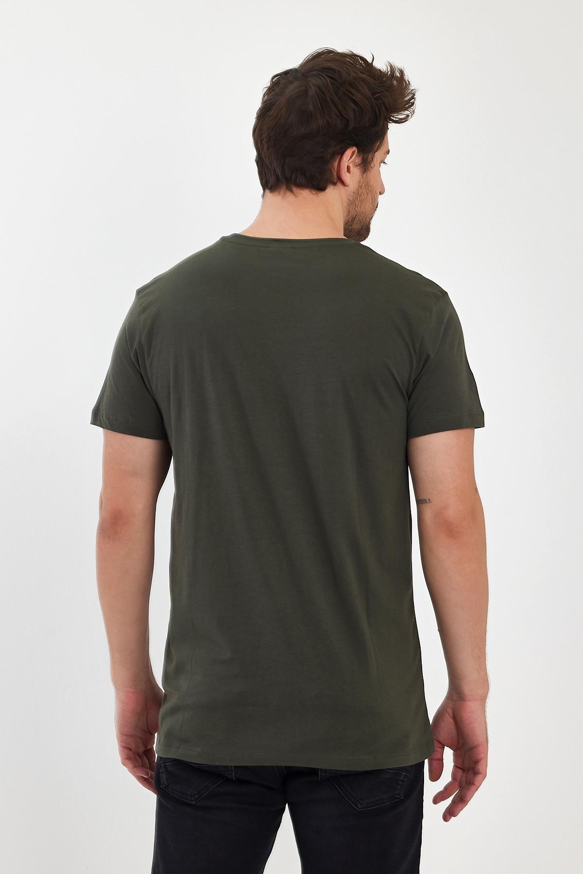 FİHA/2058-ERKEK BASKILI COMPACT SIFIR YAKA TSHIRT - HAKİ