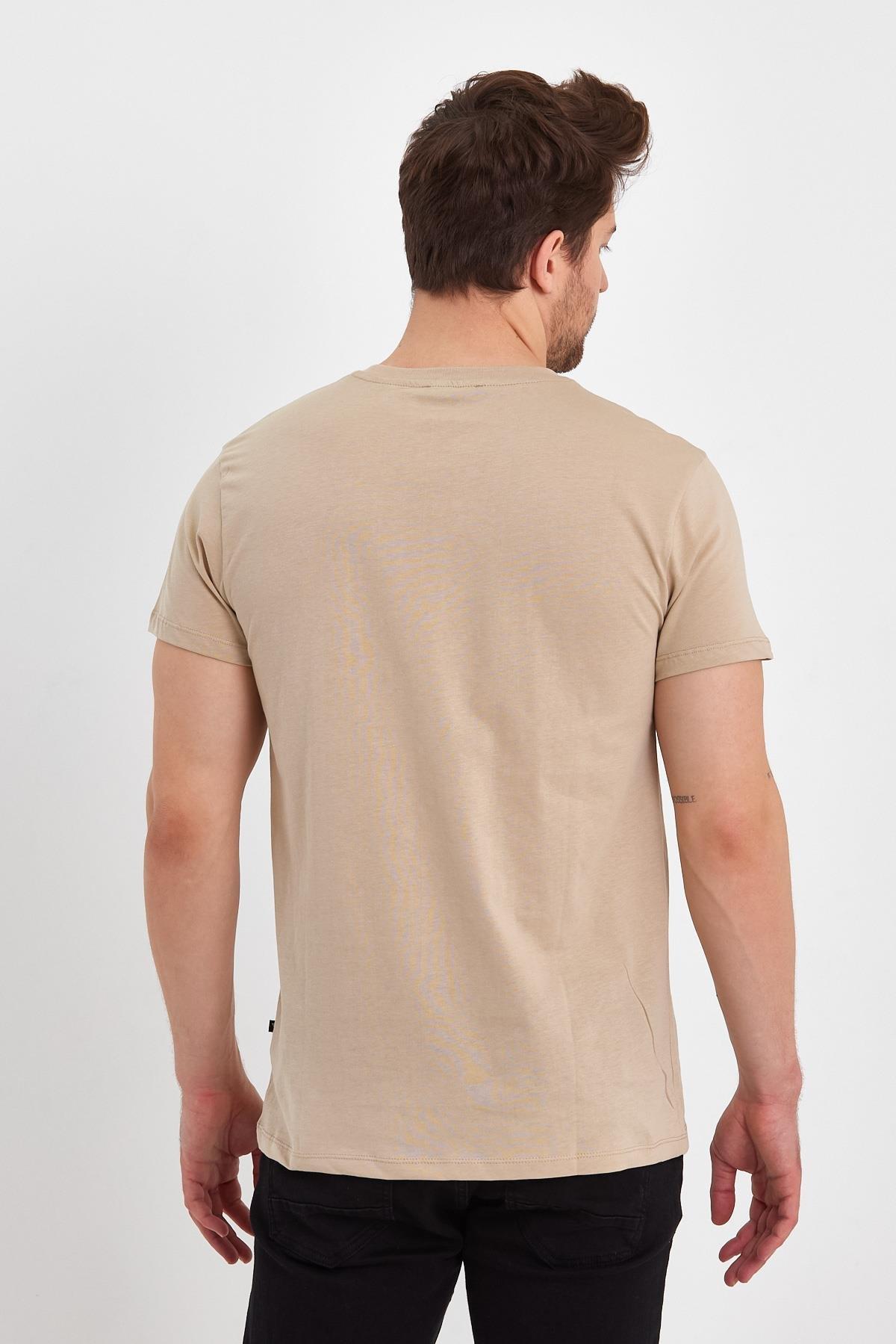 FİHA/2076-ERKEK BASKILI KOMPAK SIFIR YAKA TSHIRT - OXFORD