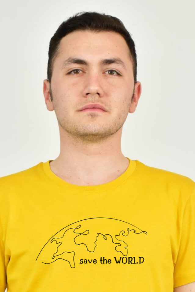 FİHA/2076-ERKEK BASKILI KOMPAK SIFIR YAKA TSHIRT - SUN FLOWER