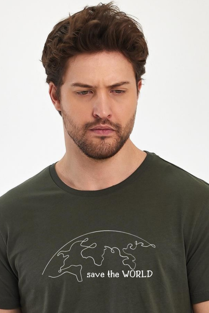 FİHA/2076-ERKEK BASKILI KOMPAK SIFIR YAKA TSHIRT - HAKİ