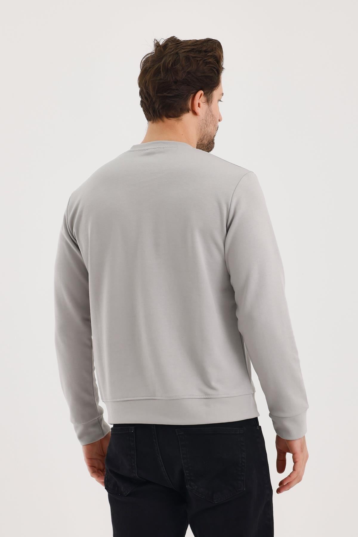 FİHA/2077-UNISEX BASKILI SIFIR YAKA SWEAT - GRİ