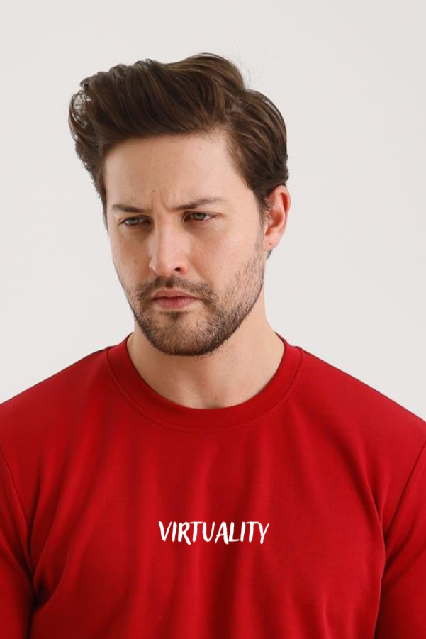 FİHA/2078-UNISEX BASKILI SIFIR YAKA SWEAT - TANGO RED