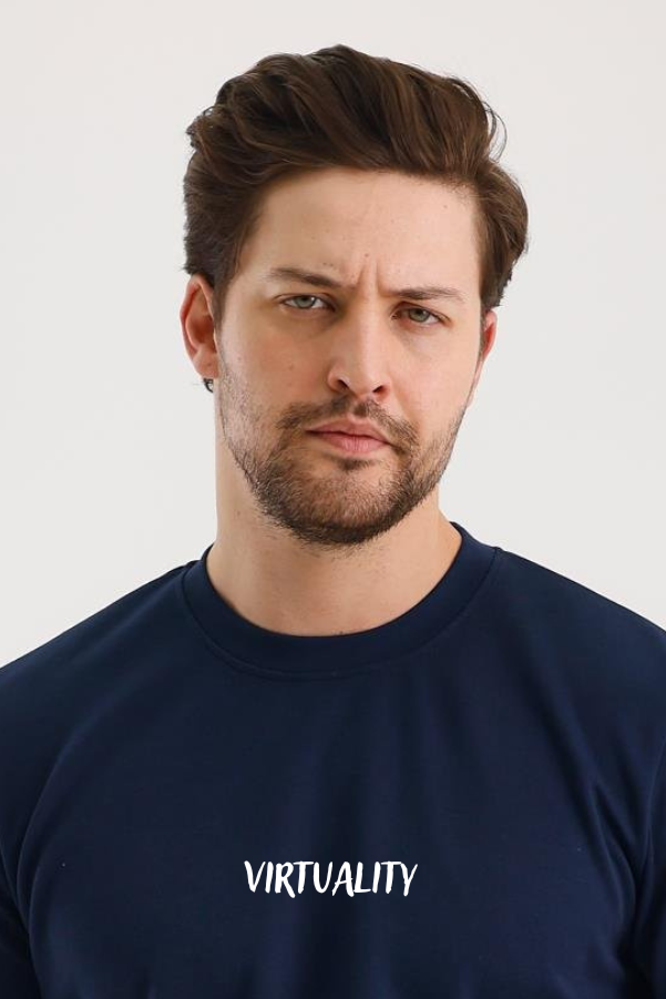 FİHA/2078-UNISEX BASKILI SIFIR YAKA SWEAT - LACİVERT